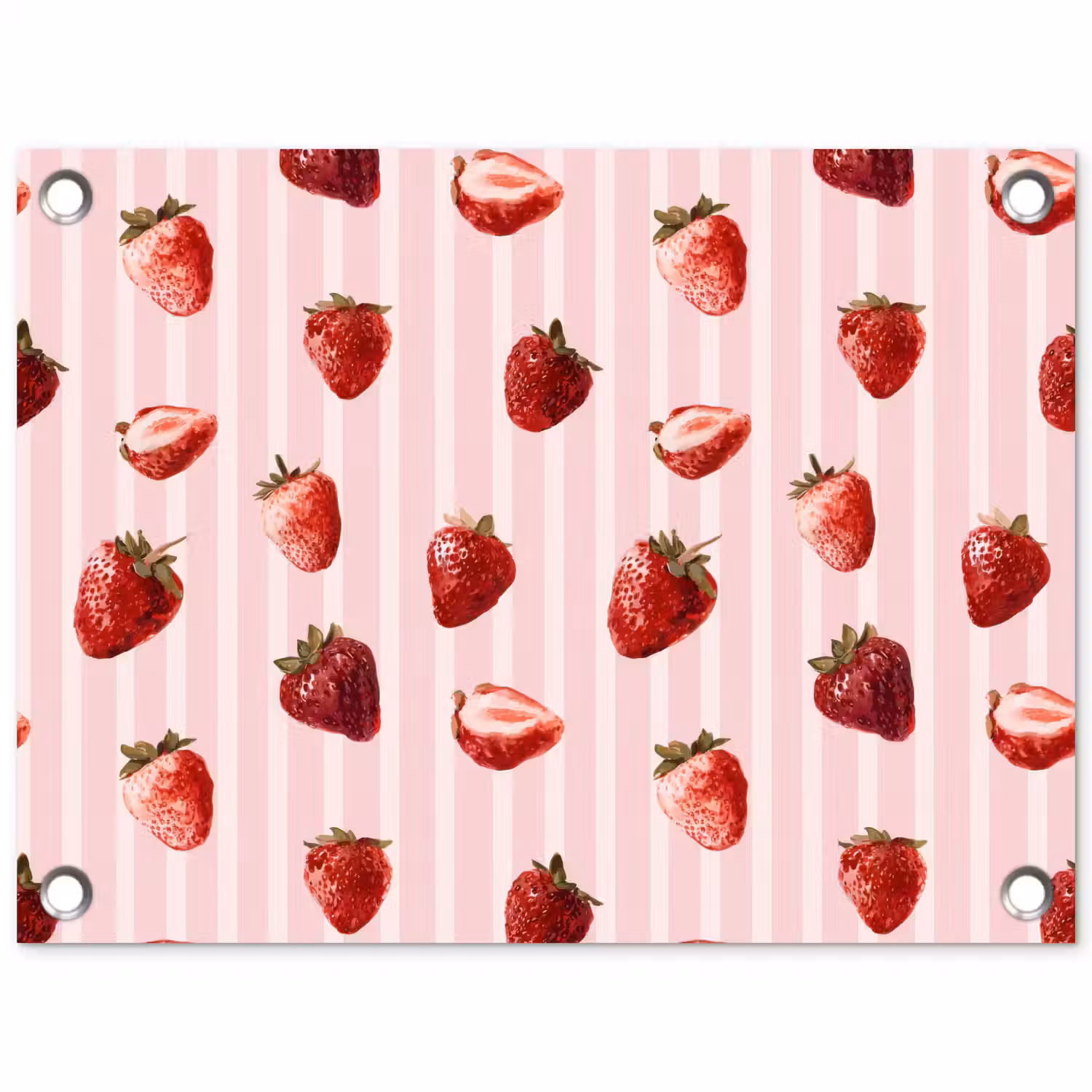 Strepen - Aardbei - Roze tuinposter los doek klein 239 -3d