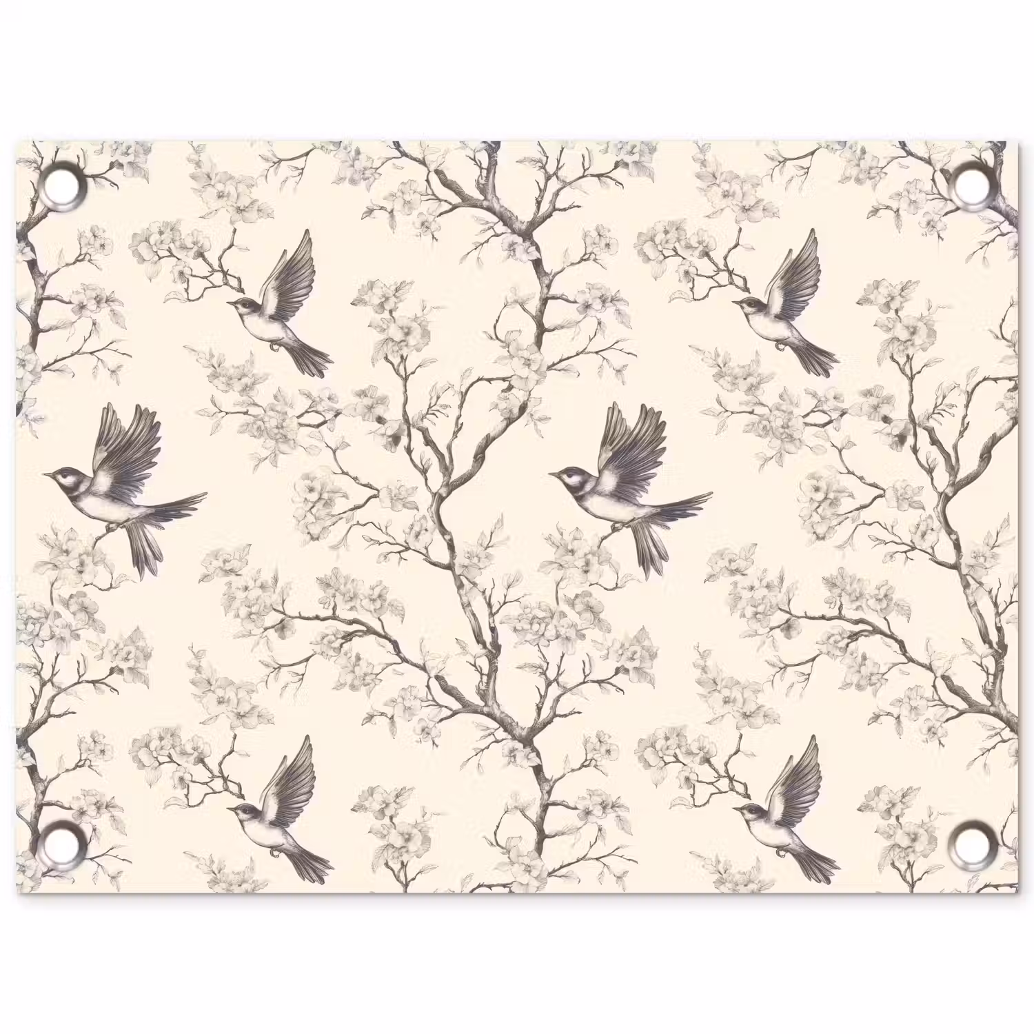 Takken - Vogels - Beige tuinposter los doek klein 239 -3d