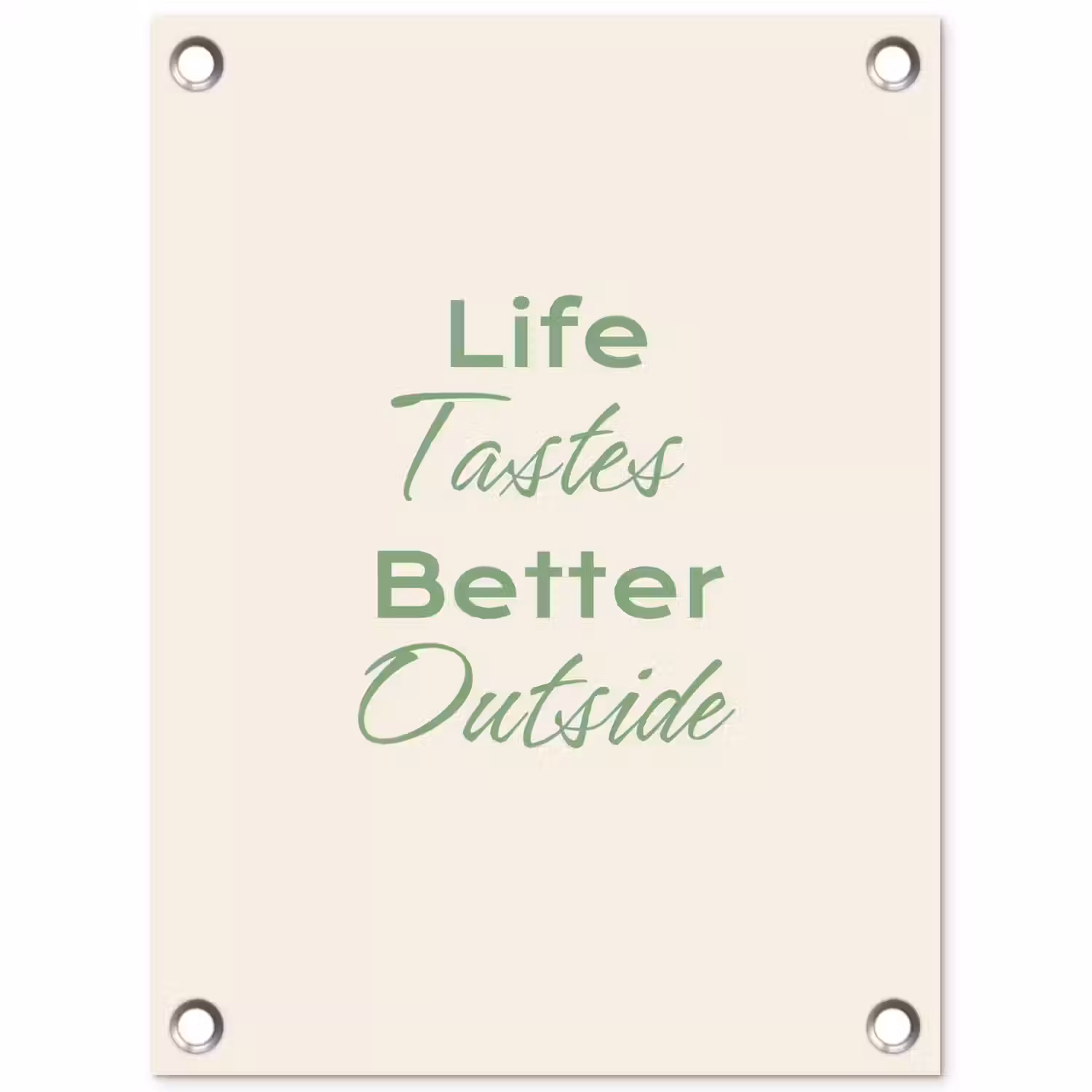 Tekst - Sierlijk - Letters - Groen tuinposter los doek klein -3d