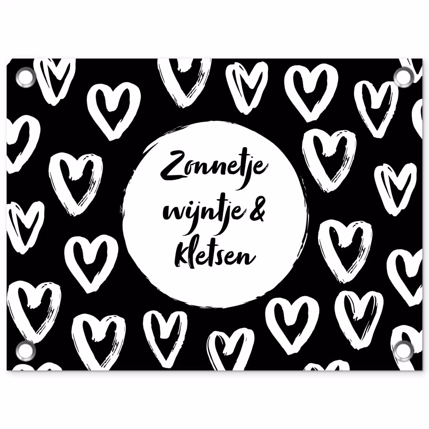 Tekst - Zonnetje, wijntje & kletsen - Quotes - Wijn - Tuin tuinposter los doek klein -3d
