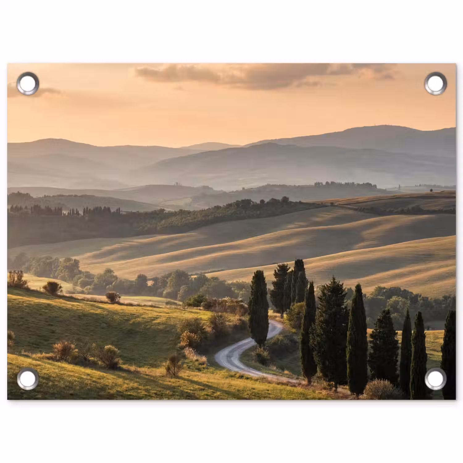 Toscaans - Landschap - Heuvels tuinposter los doek klein -3d
