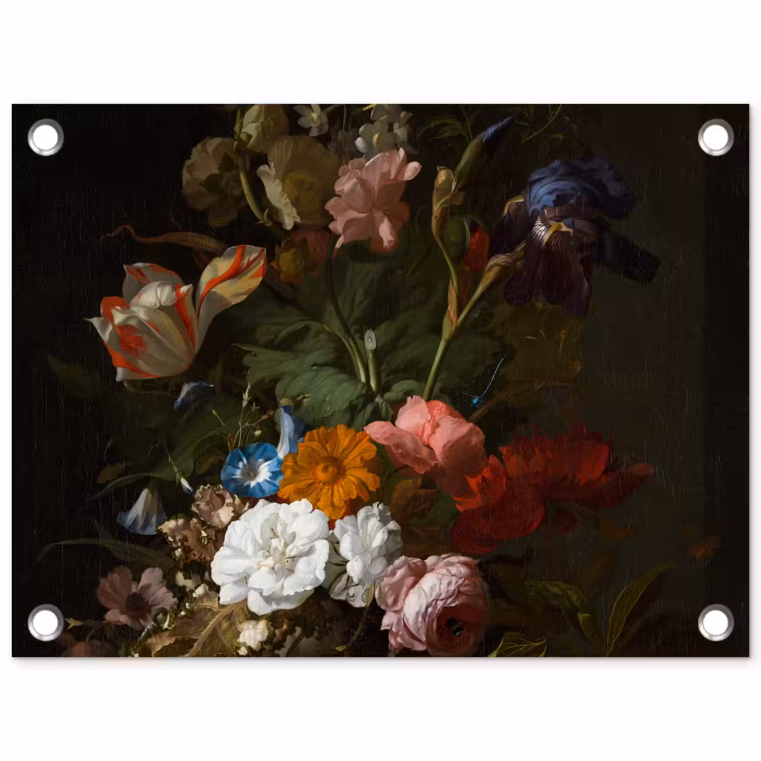 Vaas met bloemen - Schilderij van Rachel Ruysch tuinposter los doek klein -3d