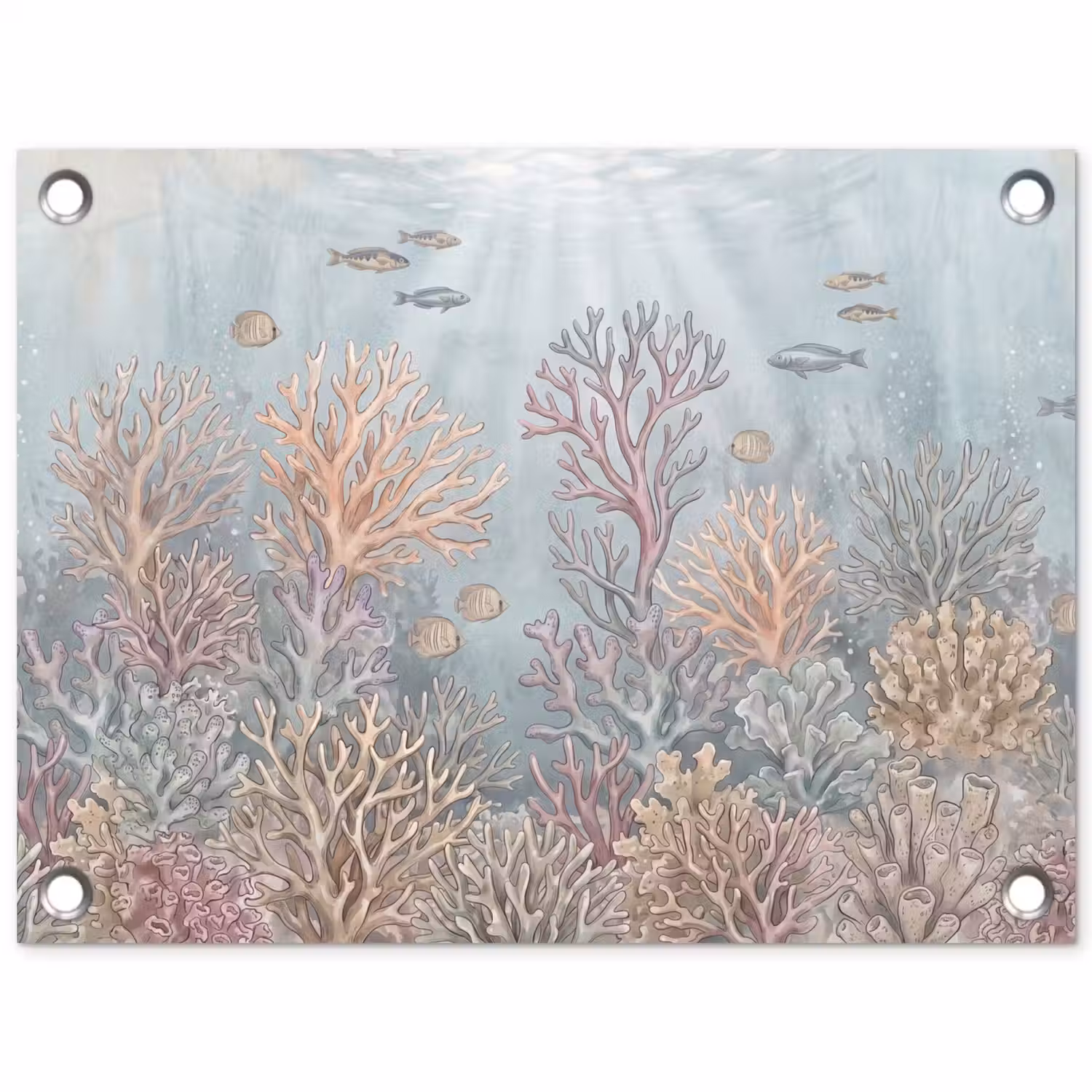 Vis - Koraal - Oceaan - Illustratie - Onderwater tuinposter los doek klein -3d
