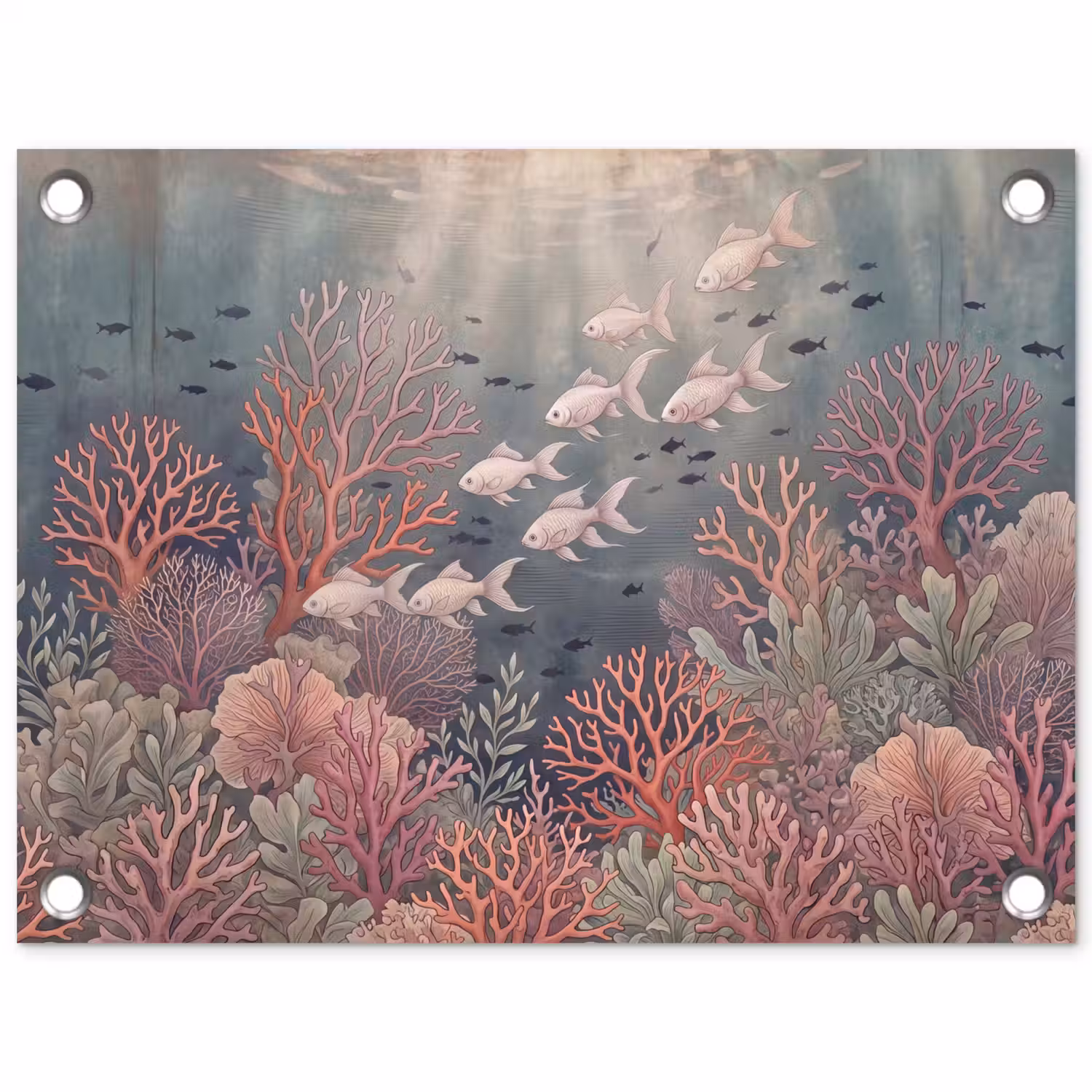 Vis - Koraal - Onderwater - Illustratie - Vintage tuinposter los doek klein -3d