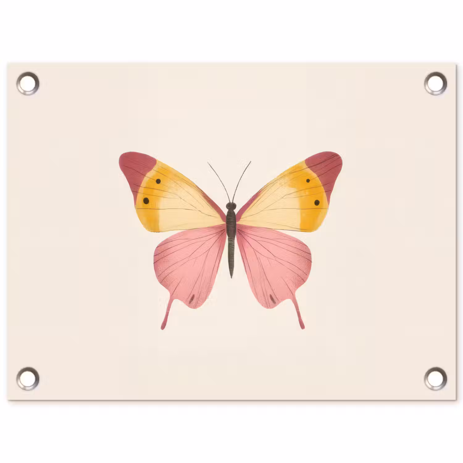 Vlinder - Illustratie - Roze tuinposter los doek klein -3d