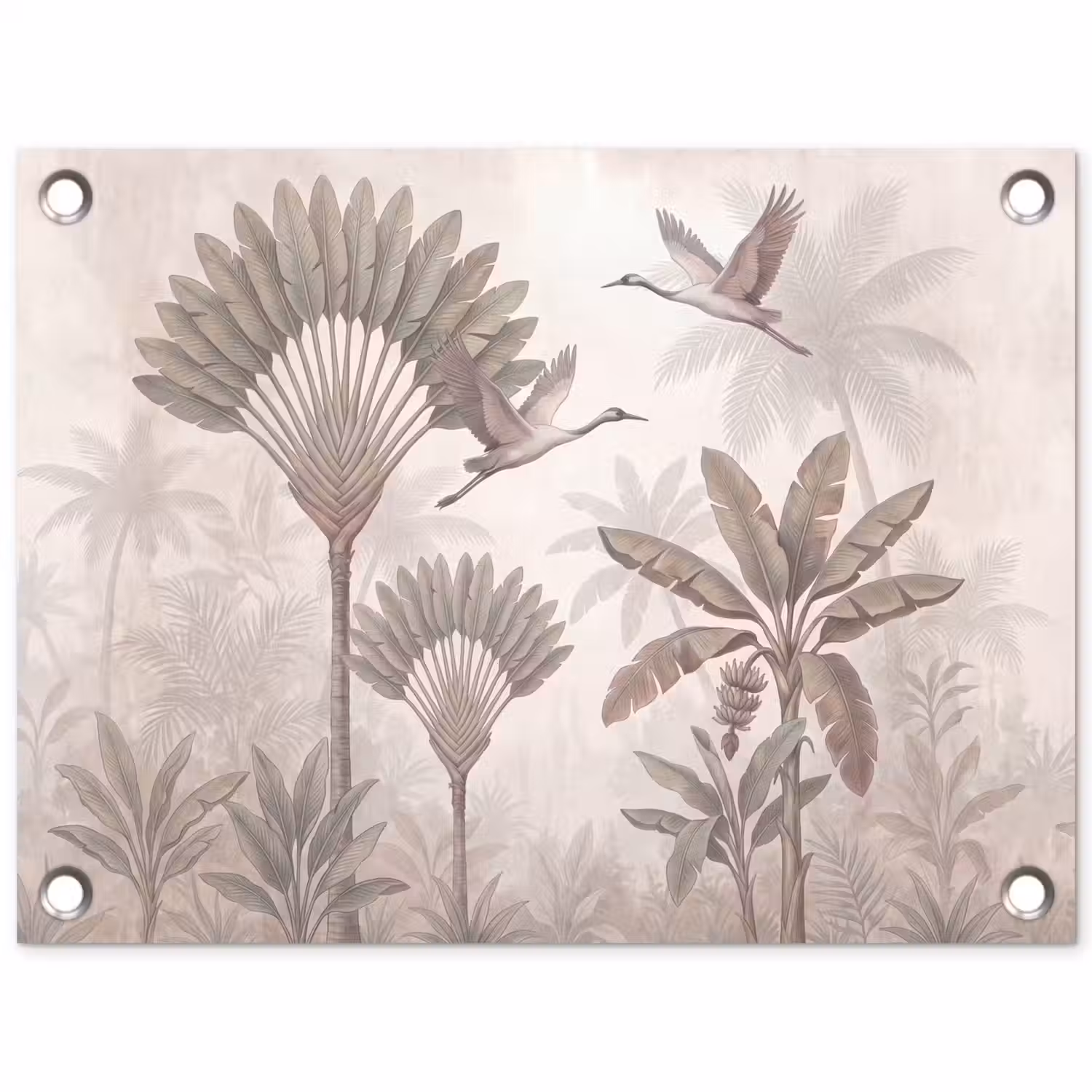 Vogel - Tropisch - Jungle - Natuur - Beige tuinposter los doek klein -3d