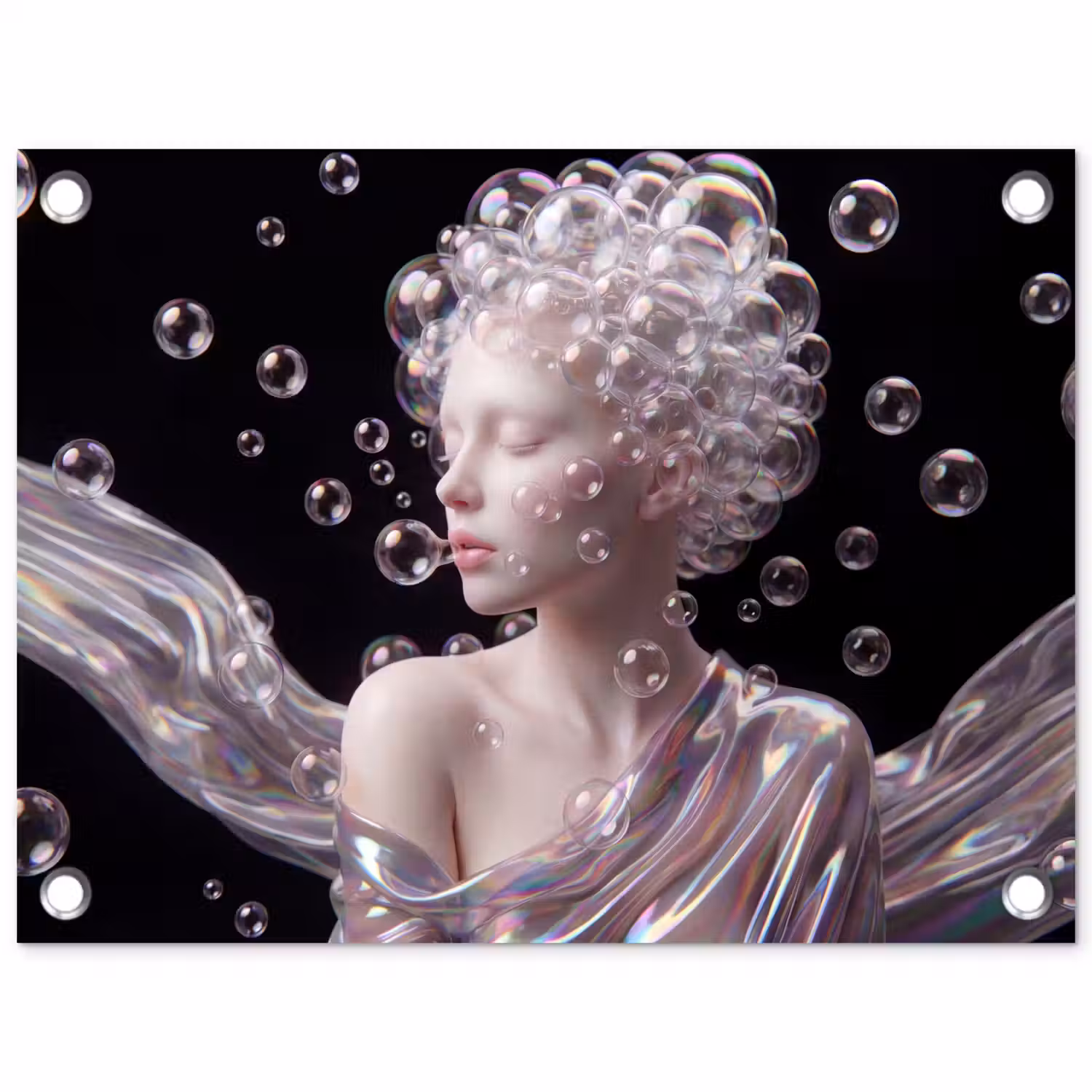 Vrouw - Bellen - Abstract - Kleurrijk tuinposter los doek klein -3d