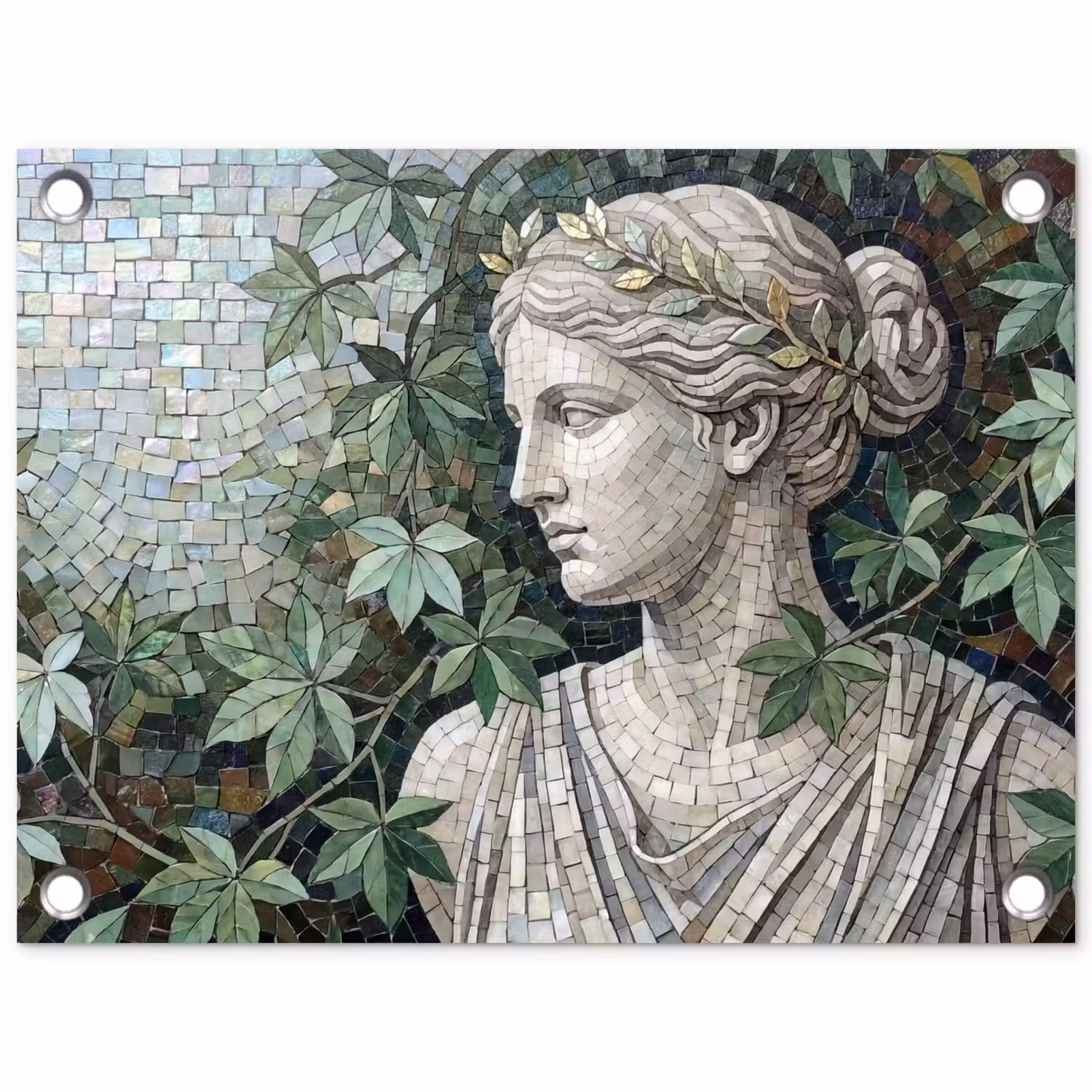 Vrouw - Klassiek - Mozaiëk - Natuur - Groen tuinposter los doek klein -3d