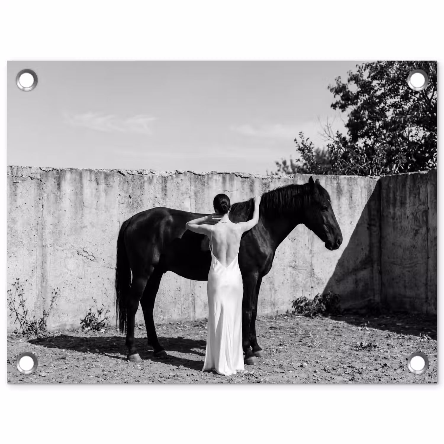 Vrouw - Paard - Artistiek tuinposter los doek klein -3d