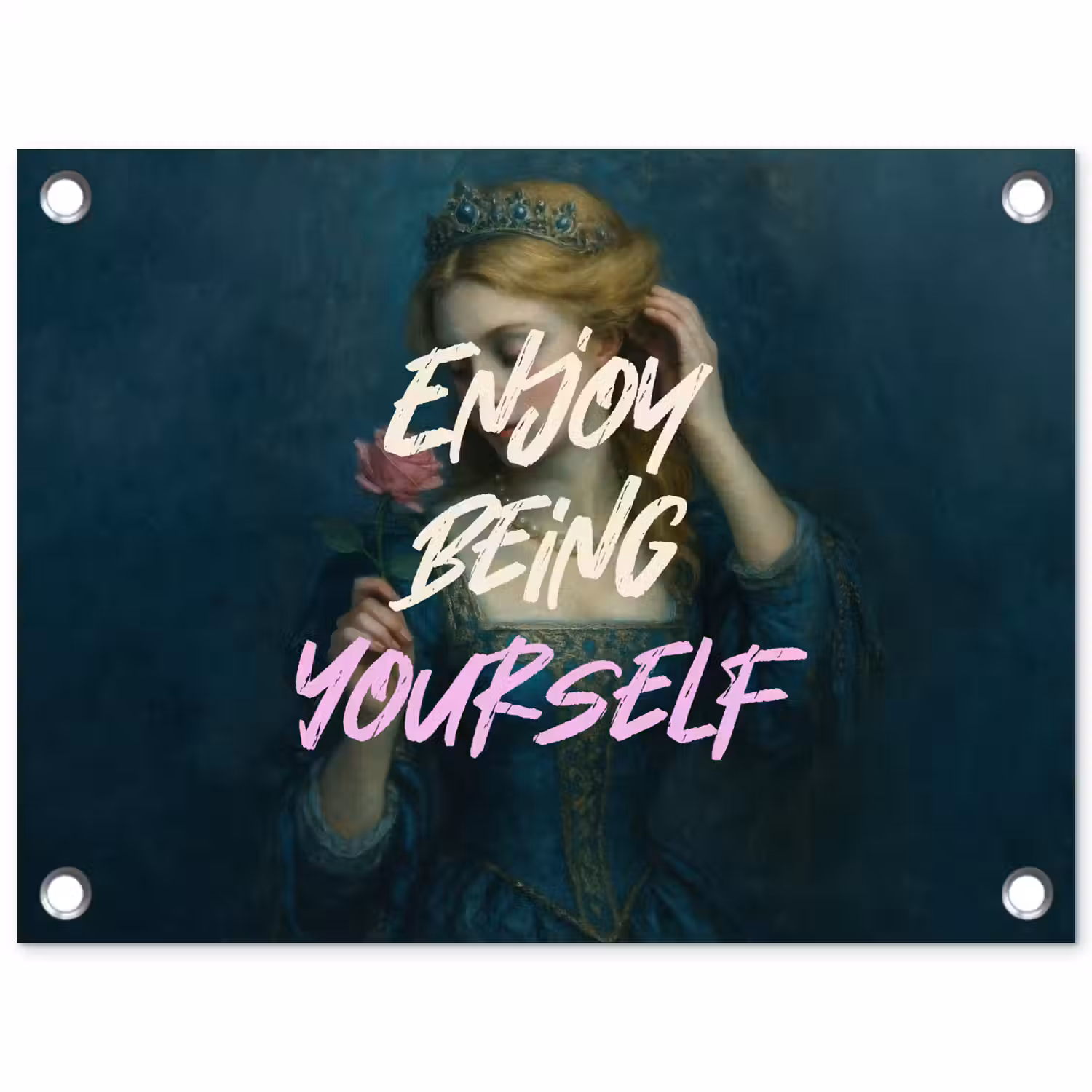 Vrouw - Roos - Quote tuinposter los doek klein -3d