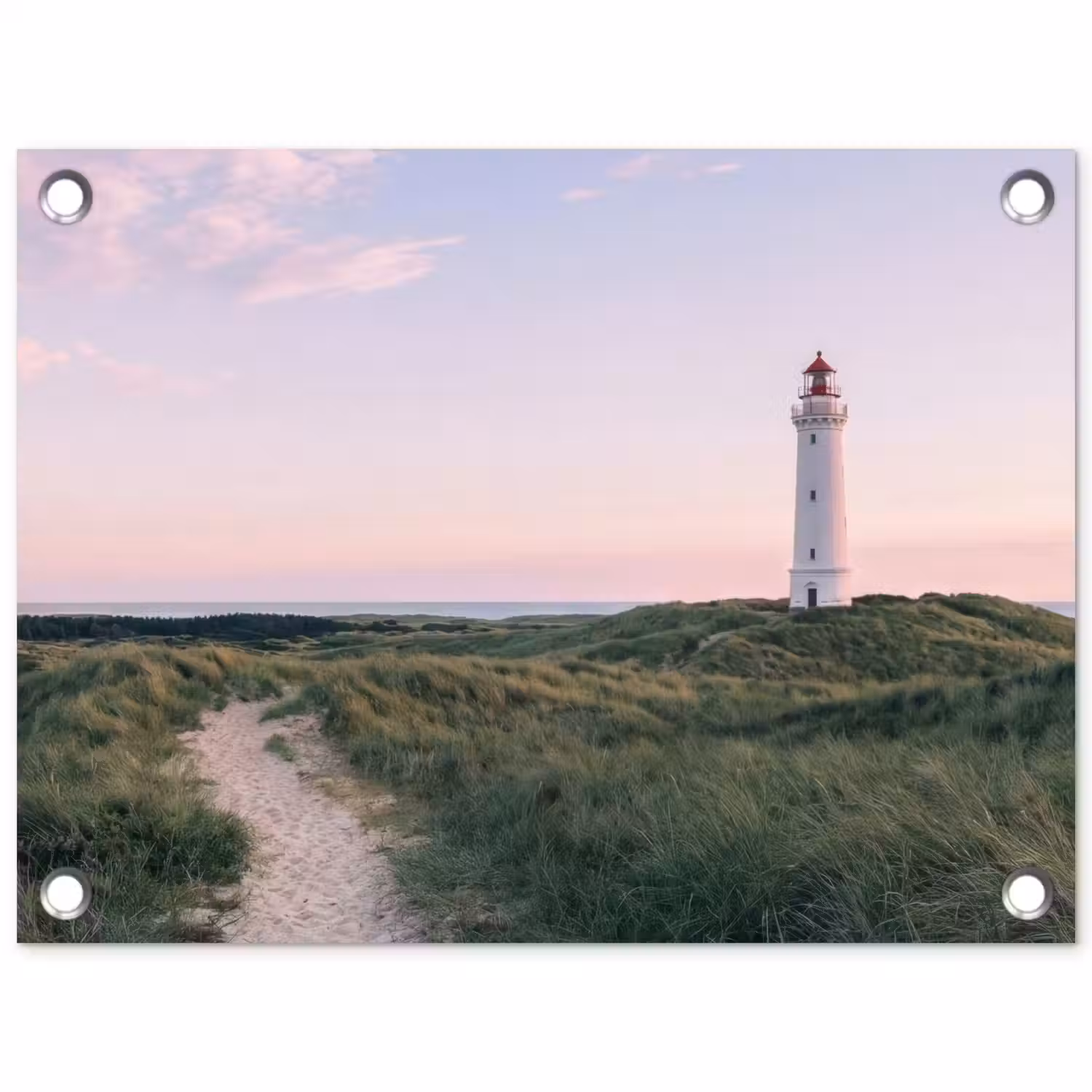 Vuurtoren - Duinlandschap - Zee tuinposter los doek klein -3d