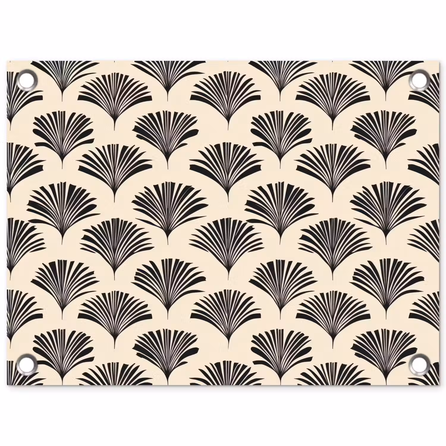 Waaiers - Botanisch - Zwart - Beige tuinposter los doek klein 239 -3d