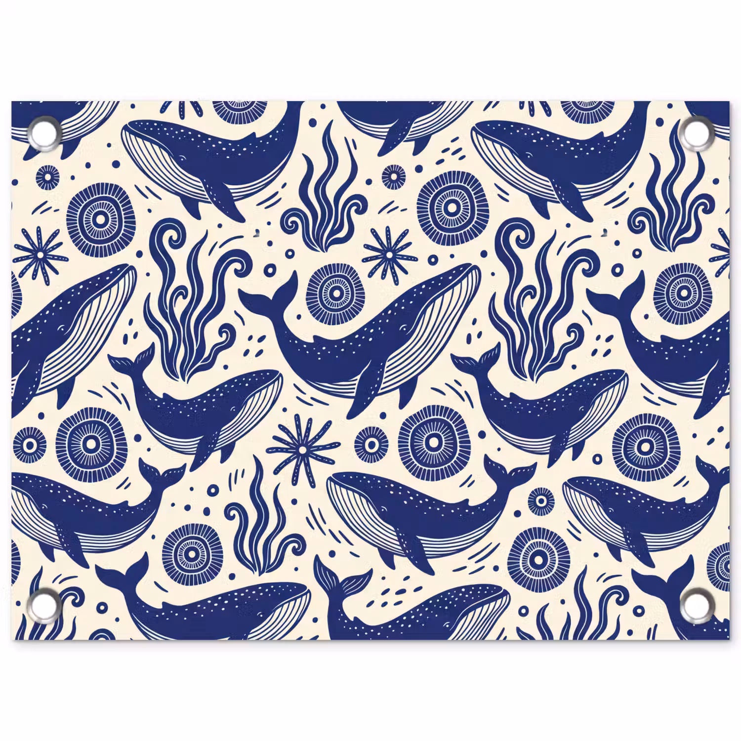 Walvis - Onderwater - Dieren - Abstract - Blauw tuinposter los doek klein -3d