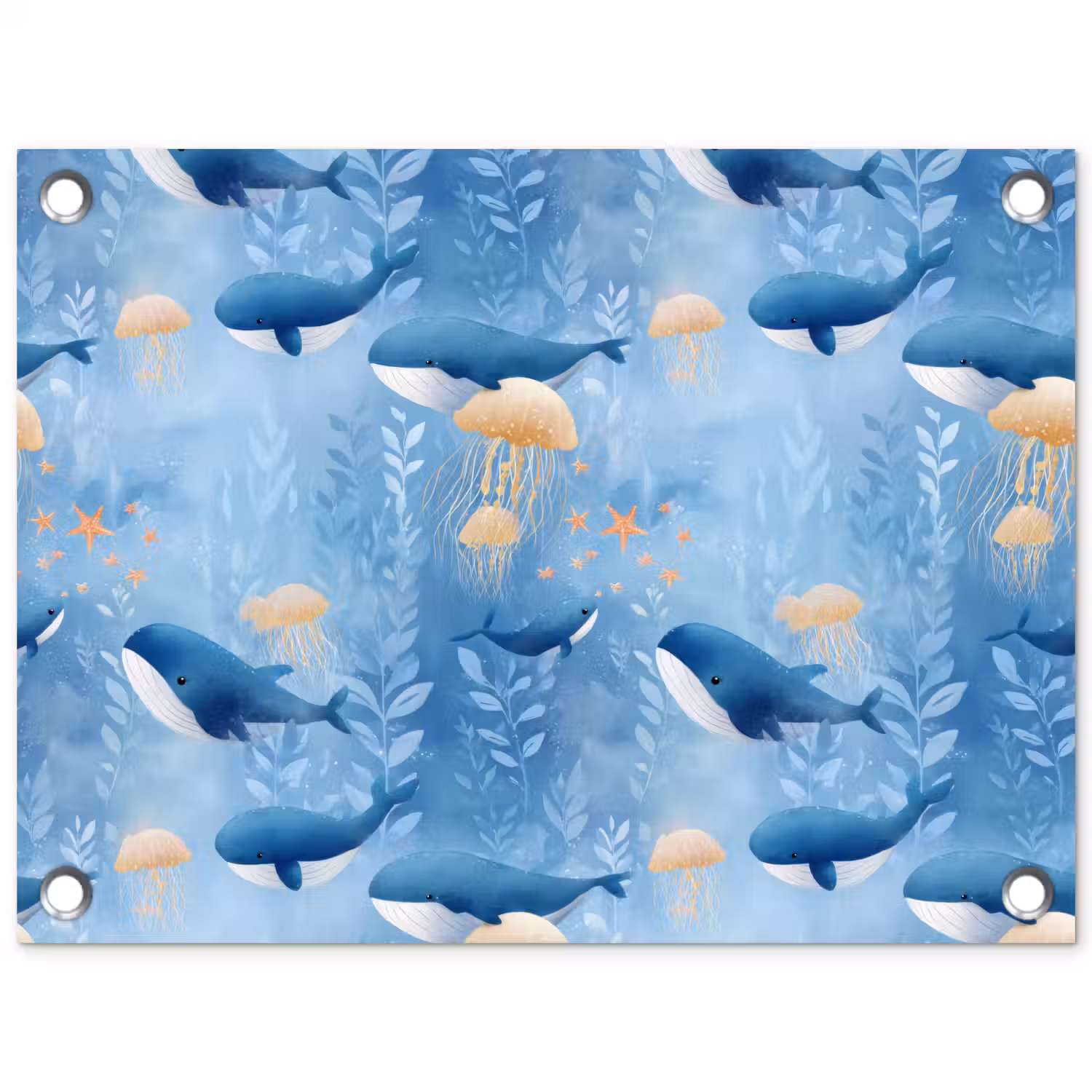 Walvissen - Oceaan - Blauw tuinposter los doek klein 239 -3d