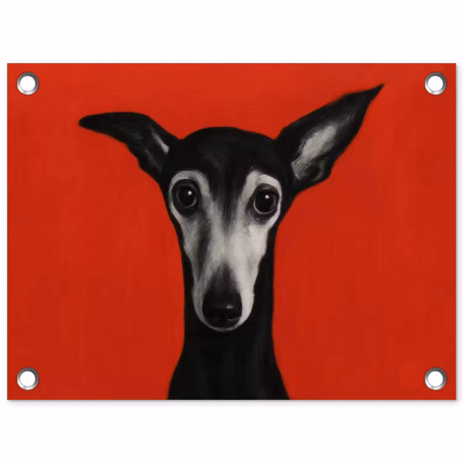 Windhond - Minimalistisch - Rood tuinposter los doek klein -3d