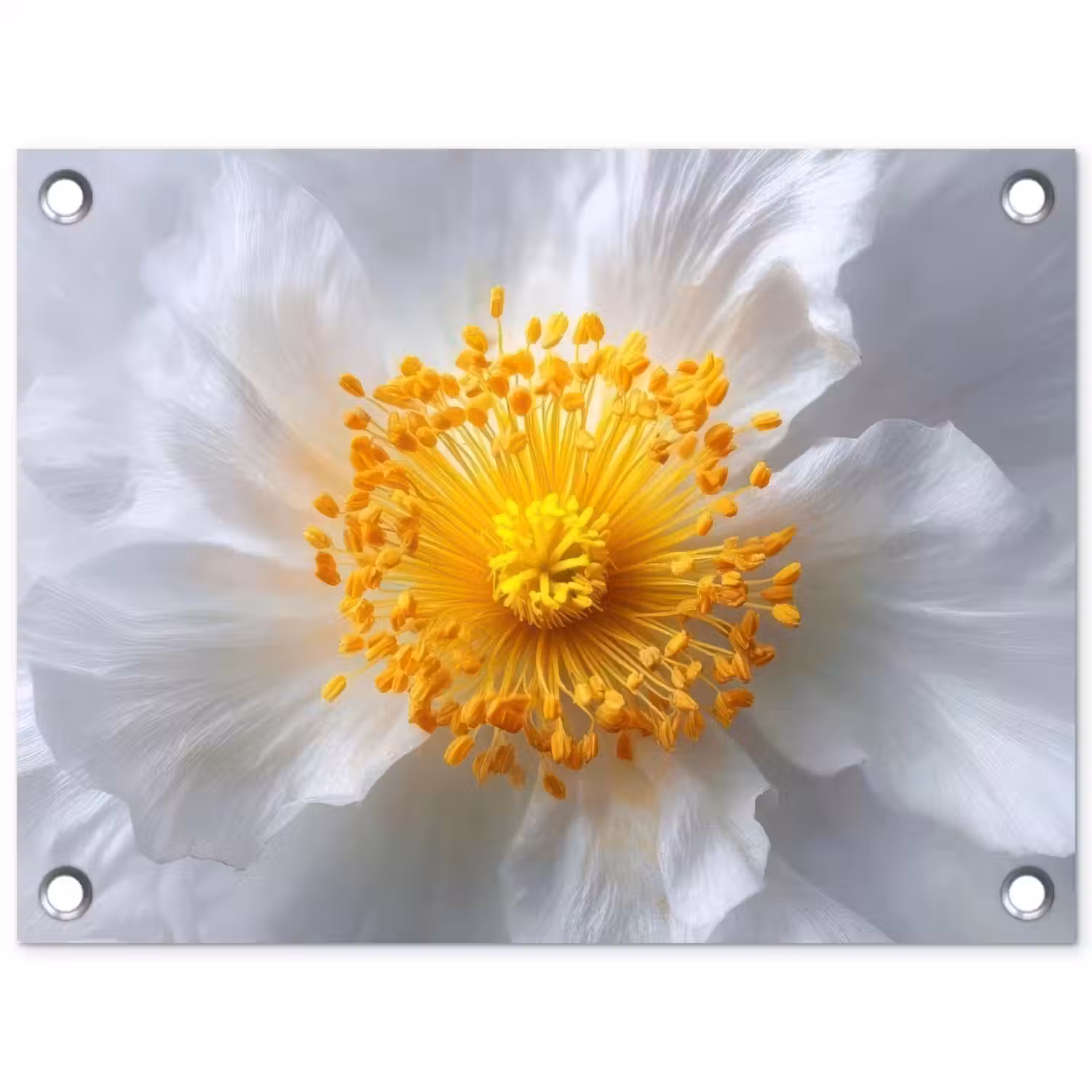 Wit - Bloem - Elegant tuinposter los doek klein -3d