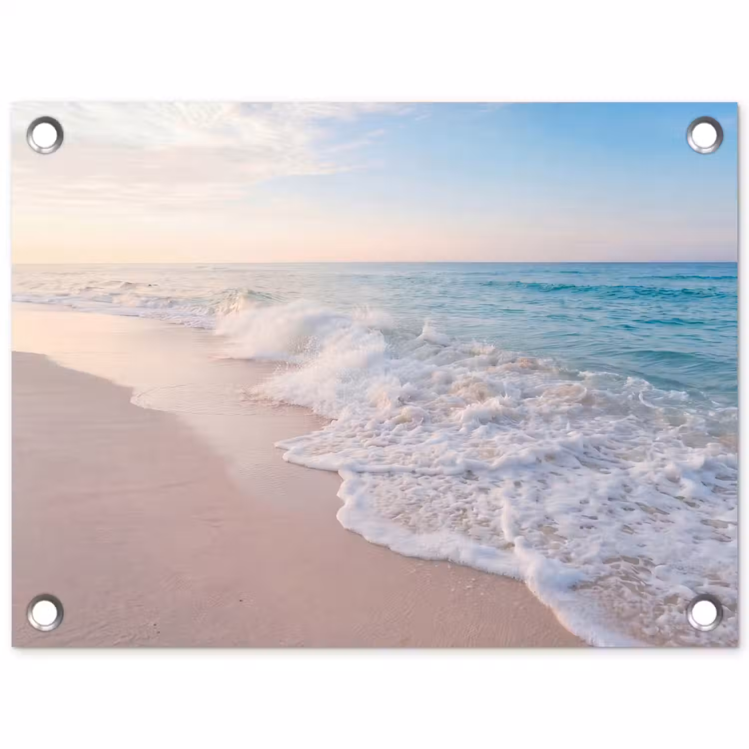 Zee - Golven - Strand - Natuur - Wit tuinposter los doek klein -3d