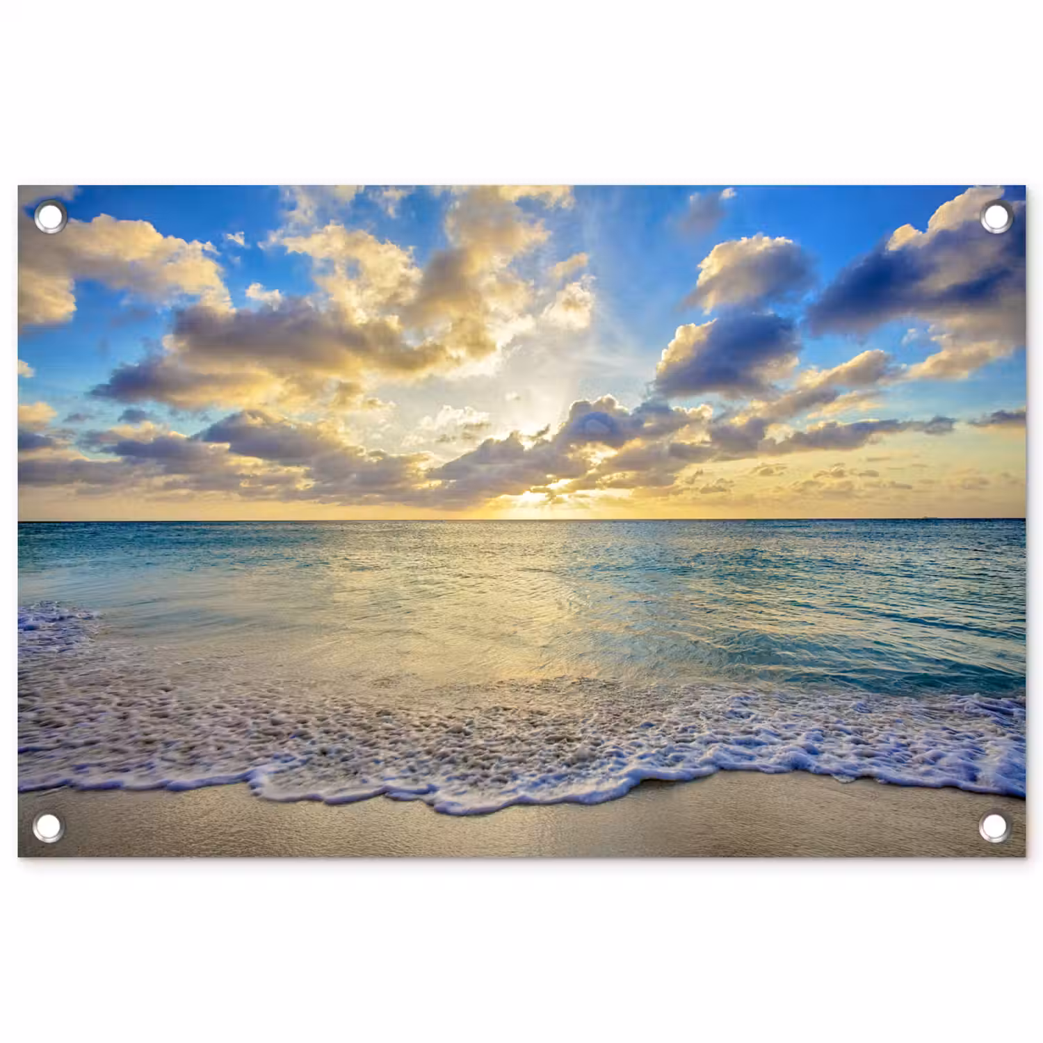 Zee - Strand - Wolken - Zon tuinposter los doek klein -3d