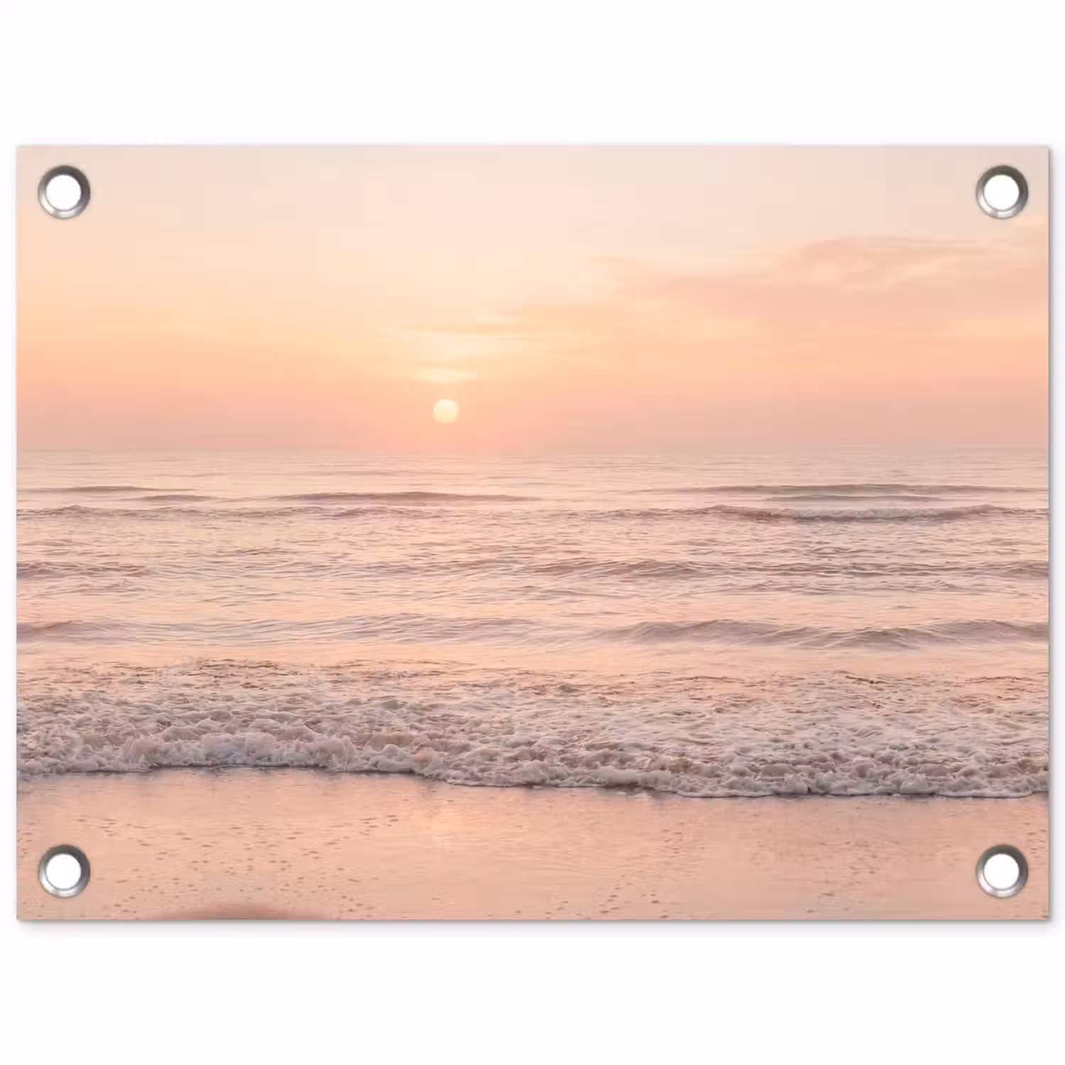 Zon - Strand - Roze tuinposter los doek klein -3d