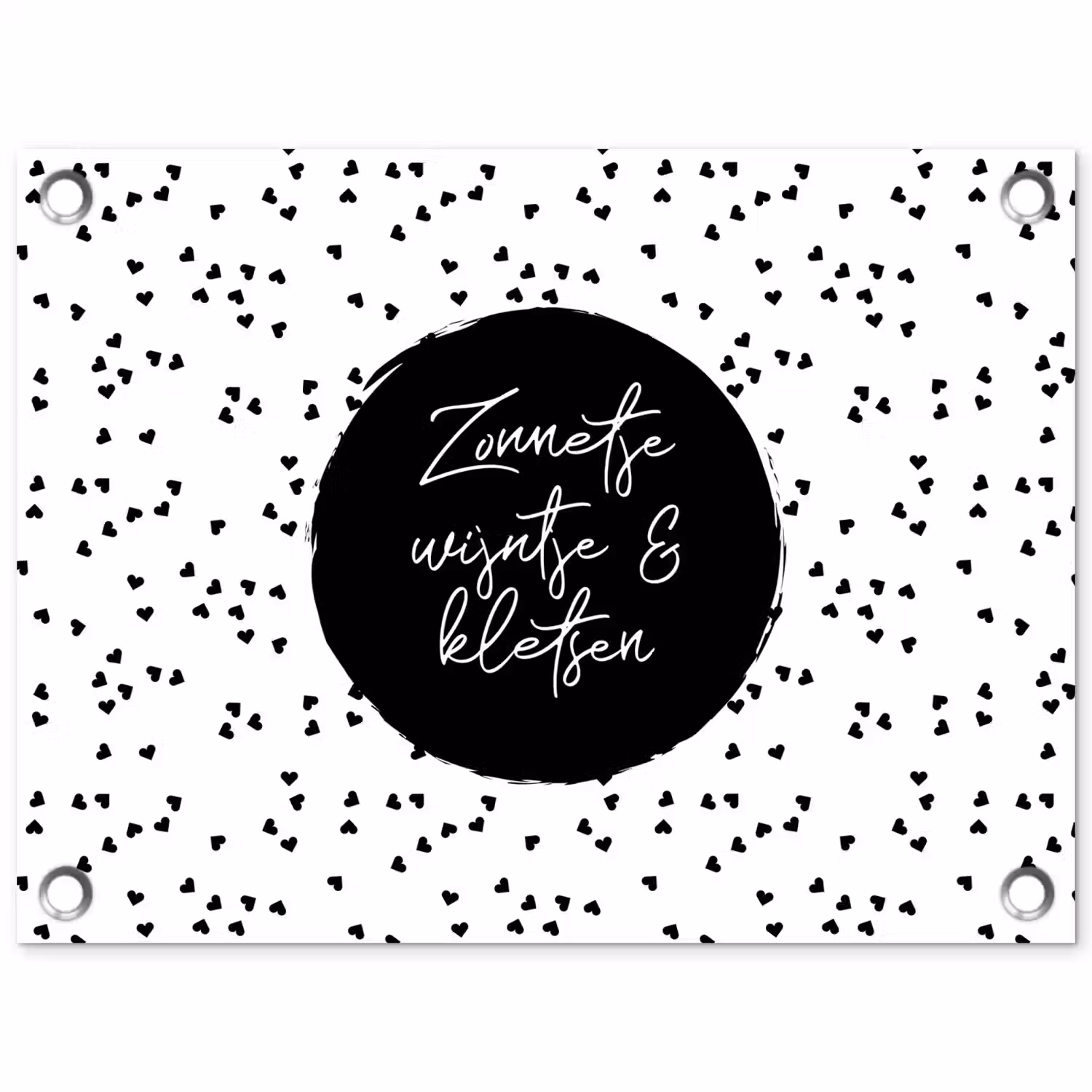 Zonnetje, wijntje & kletsen - Quotes - Tekst - Wijn - Zomer tuinposter los doek klein -3d