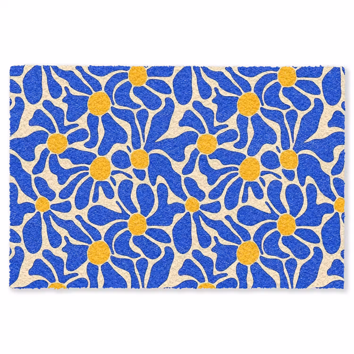 Abstract - Bloem - Blauw Vloerkleed Rechthoek klein 1091 -3d