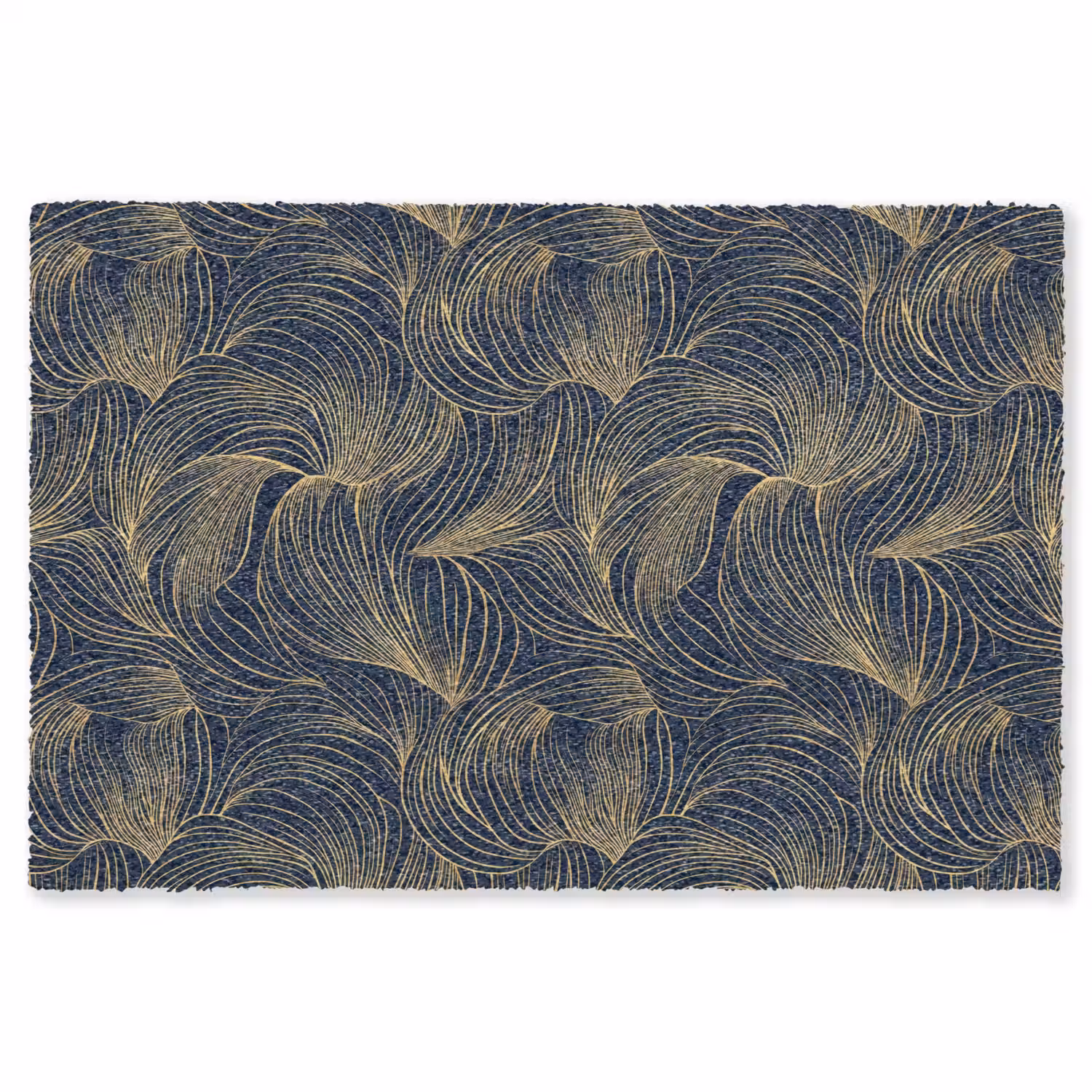 Abstract - Lijnen - Blauw - Goud Vloerkleed Rechthoek klein 1091 -3d
