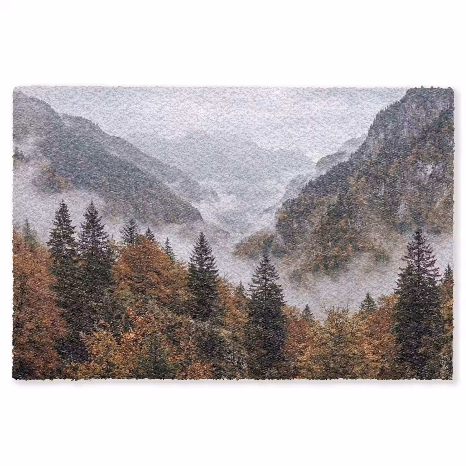 Bergen - Vallei - Mist - Herfst - Natuur Vloerkleed Rechthoek klein -3d