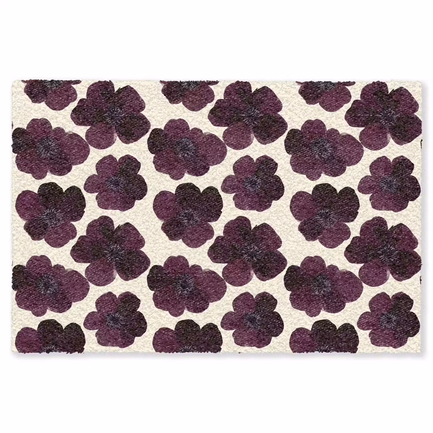 Bloemen - Aquarel - Paars Vloerkleed Rechthoek klein 1091 -3d