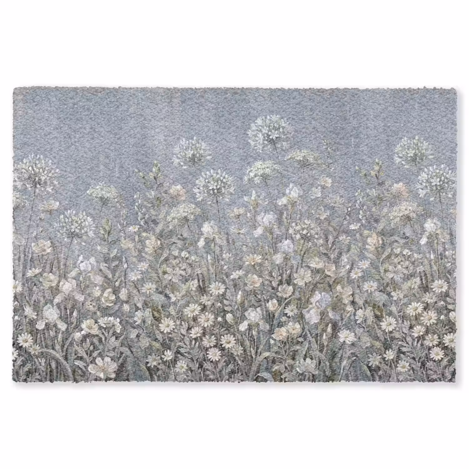 Bloemen - Botanisch - Blauw Vloerkleed Rechthoek klein -3d