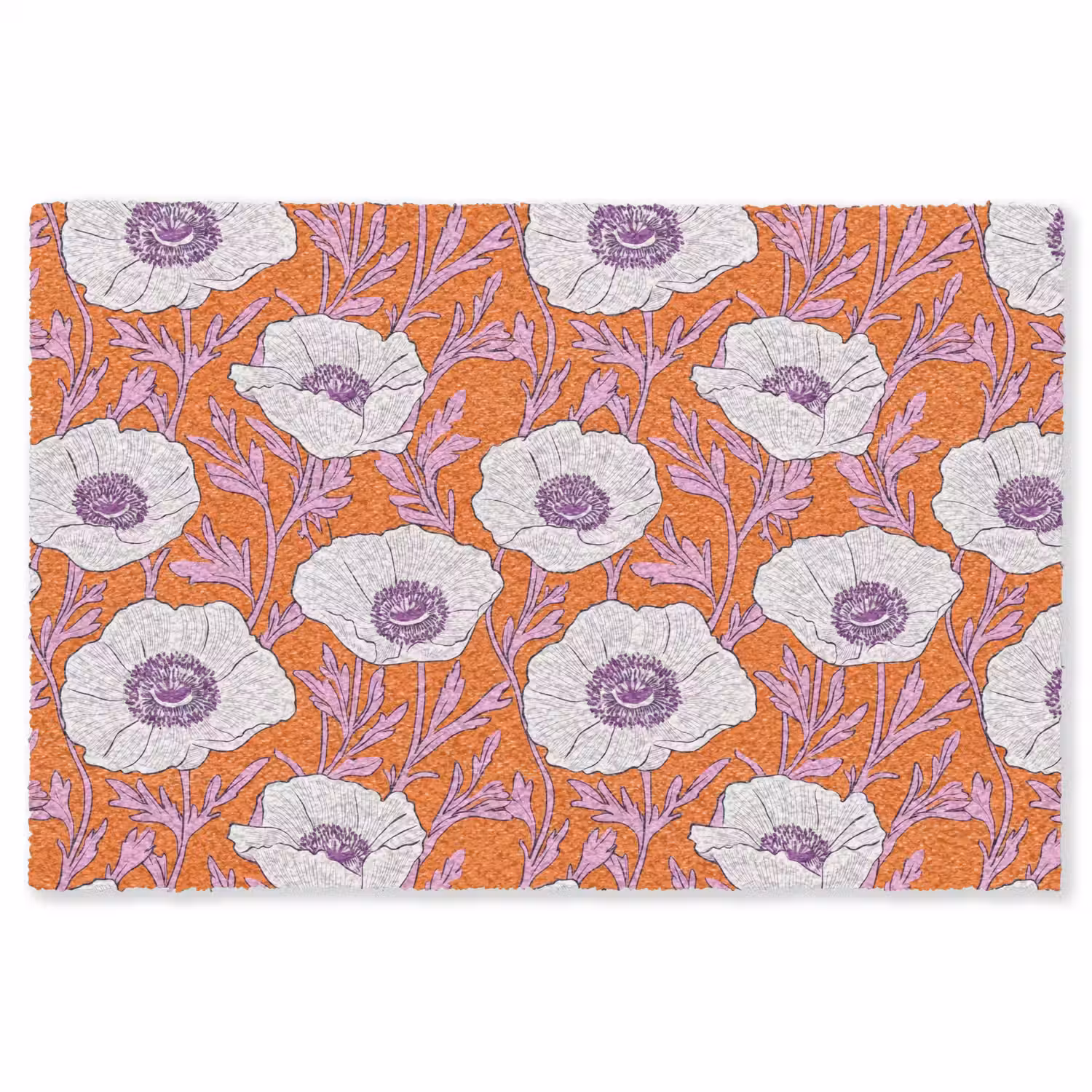 Bloemen - Grafisch - Oranje Vloerkleed Rechthoek klein 1091 -3d