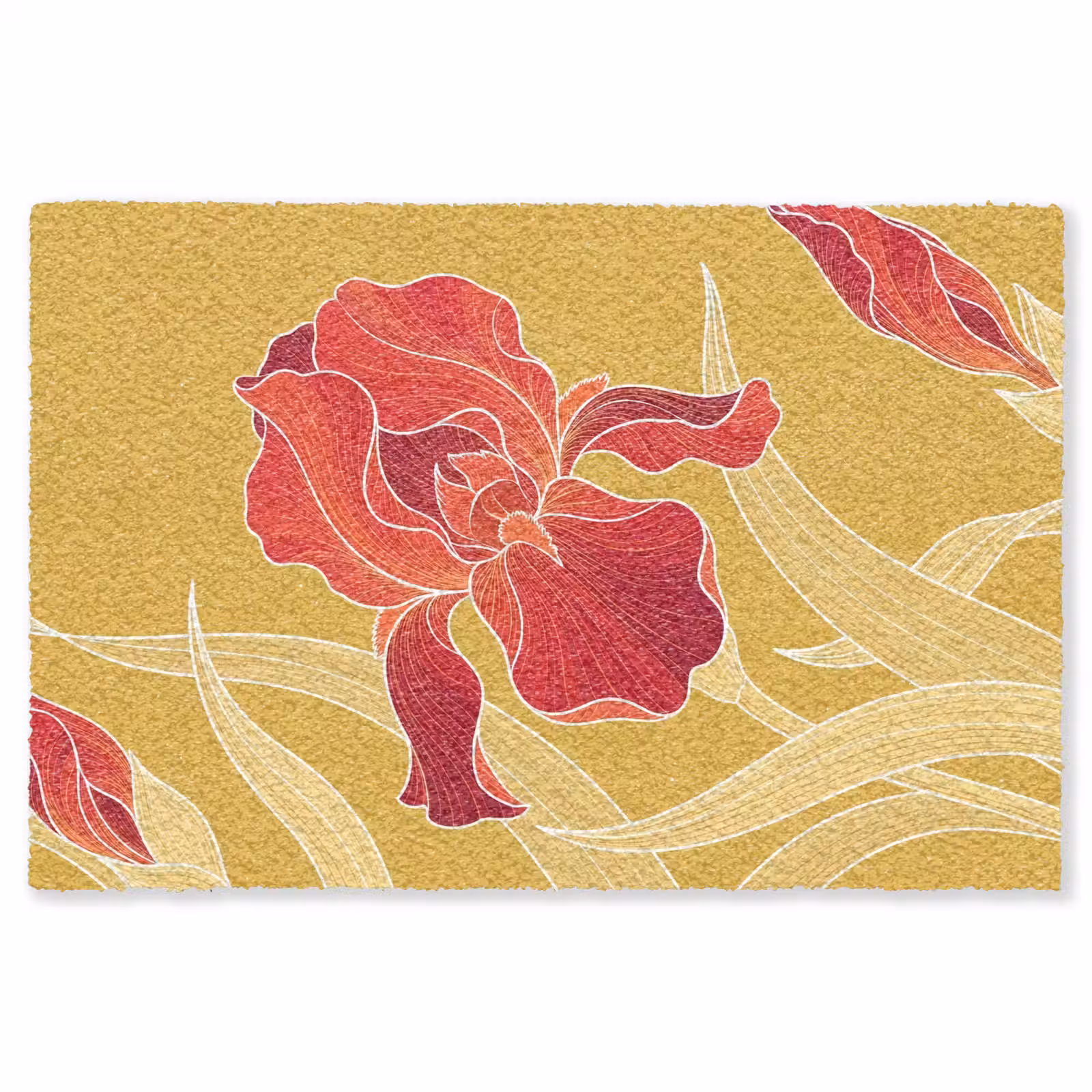 Vloerkleed - Bloemen - Illustratie - Rood - Bloemen - Illustratie - Rood Vloerkleed Rechthoek klein