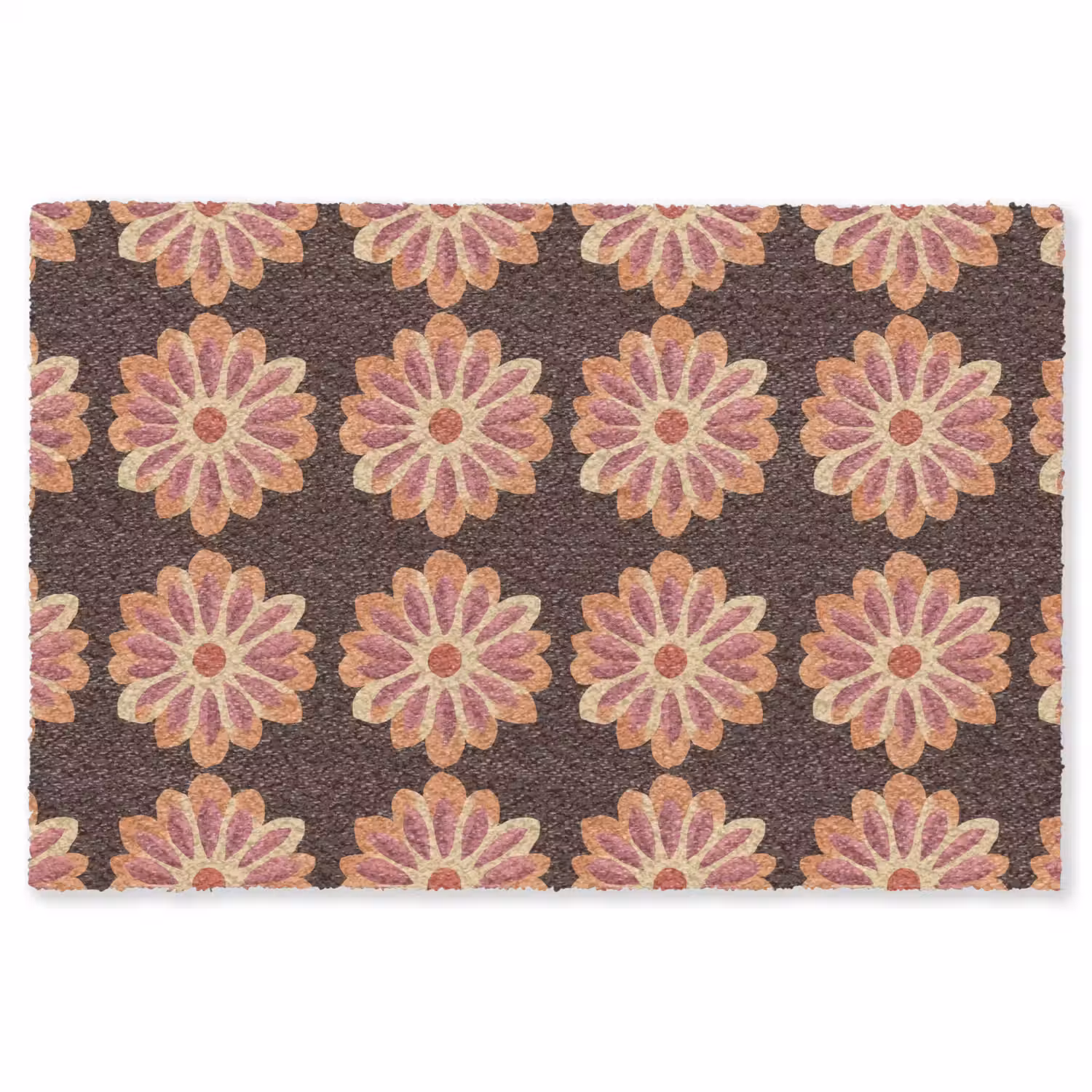 Bloemen - Patroon - Bruin Vloerkleed Rechthoek klein 1091 -3d