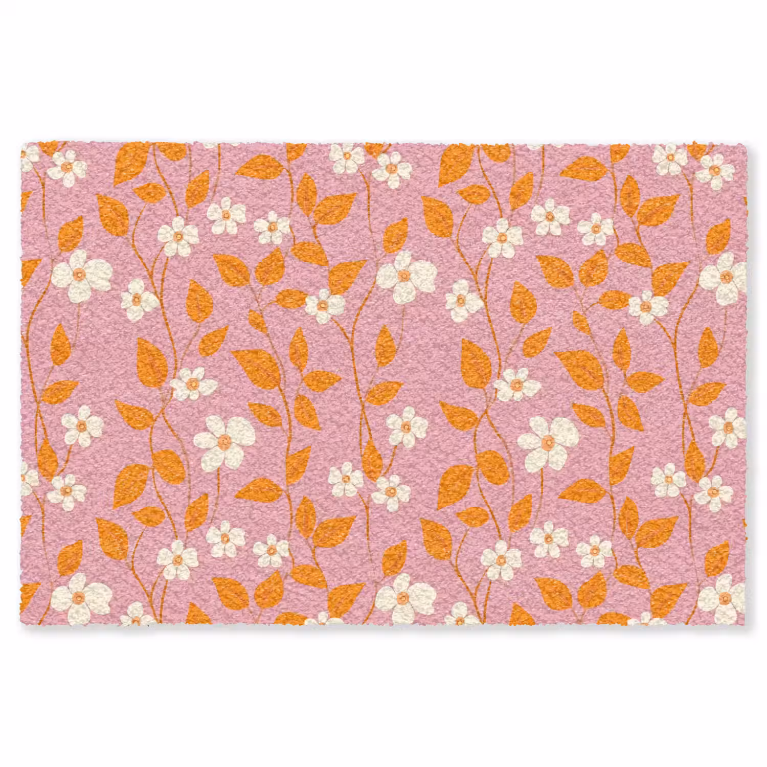 Bloemen - Patroon - Oranje Vloerkleed Rechthoek klein 1091 -3d