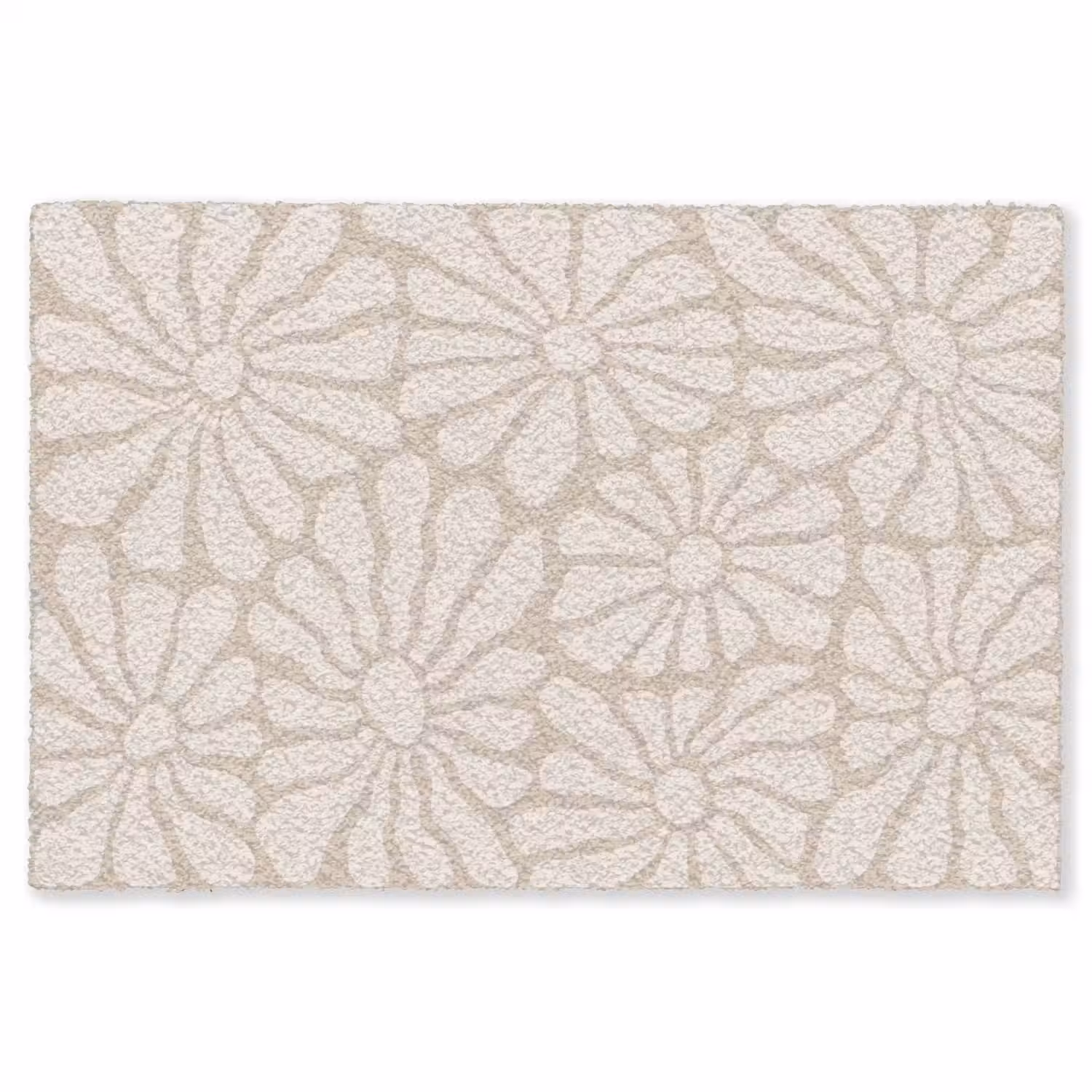 Bloemen - Print - Beige - Bruin - Minimalistisch Vloerkleed Rechthoek klein -3d