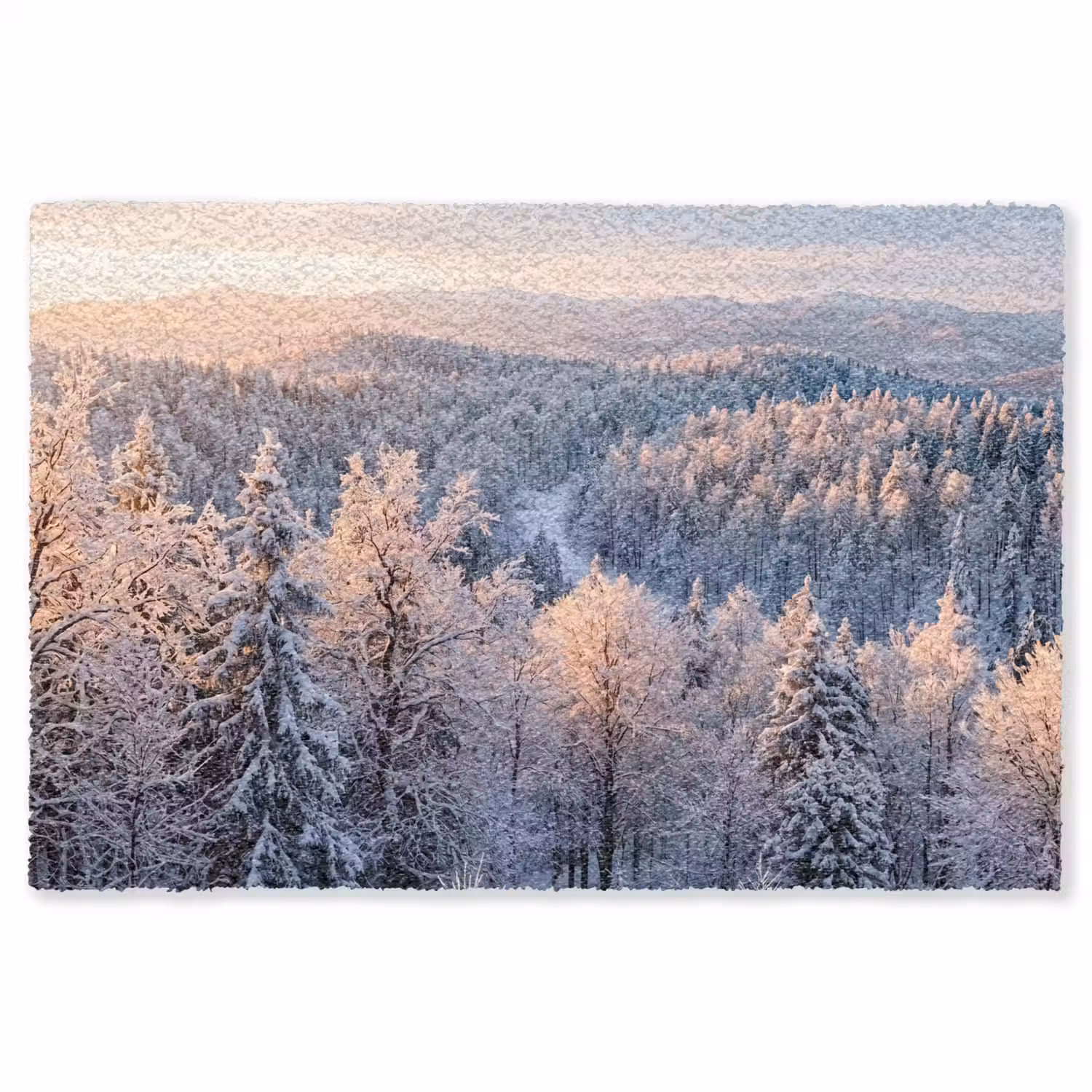 Bos - Bergen - Goud - Winter - Warm Vloerkleed Rechthoek klein -3d