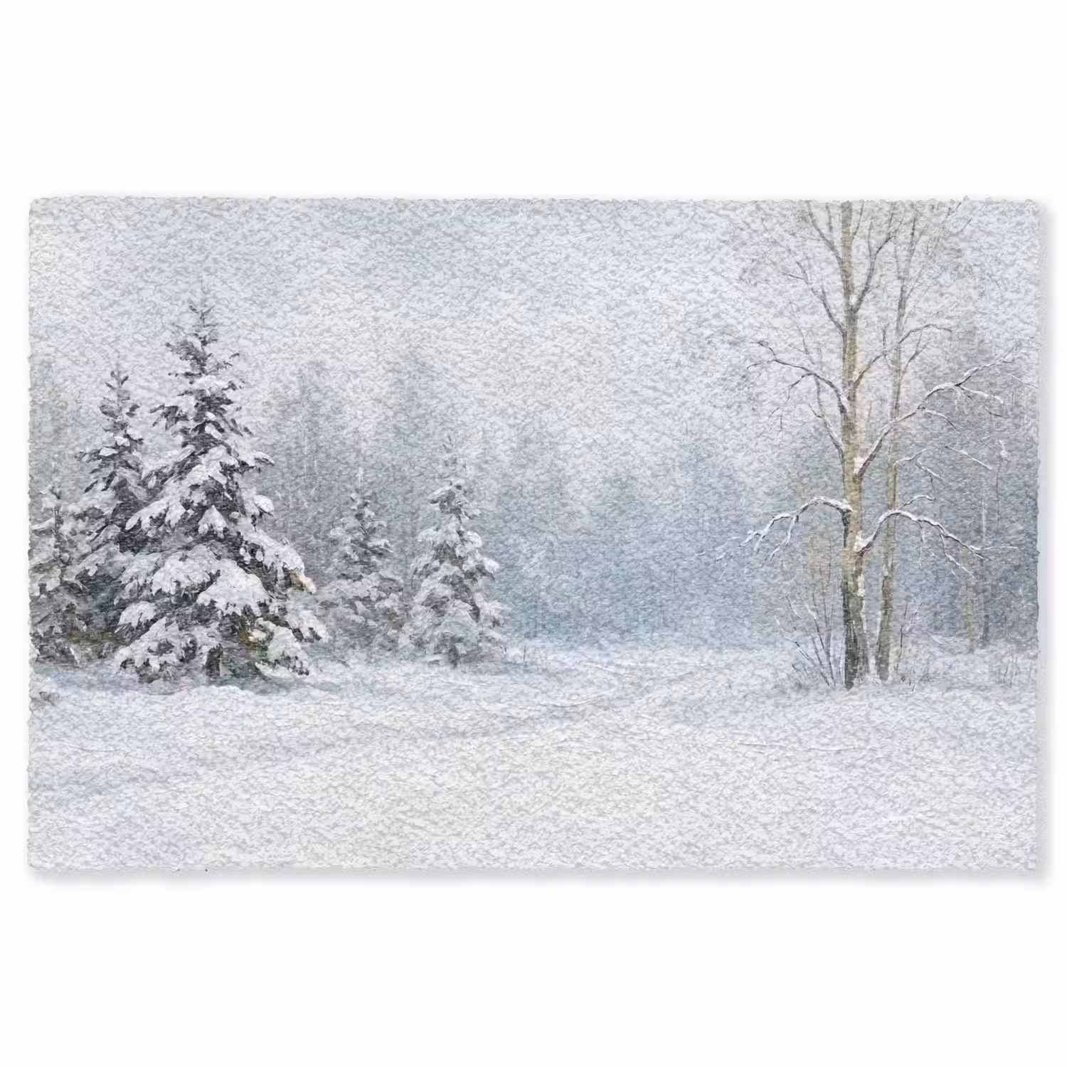Bospad - Dennen - Sneeuw - Winter - Rustgevend Vloerkleed Rechthoek klein -3d
