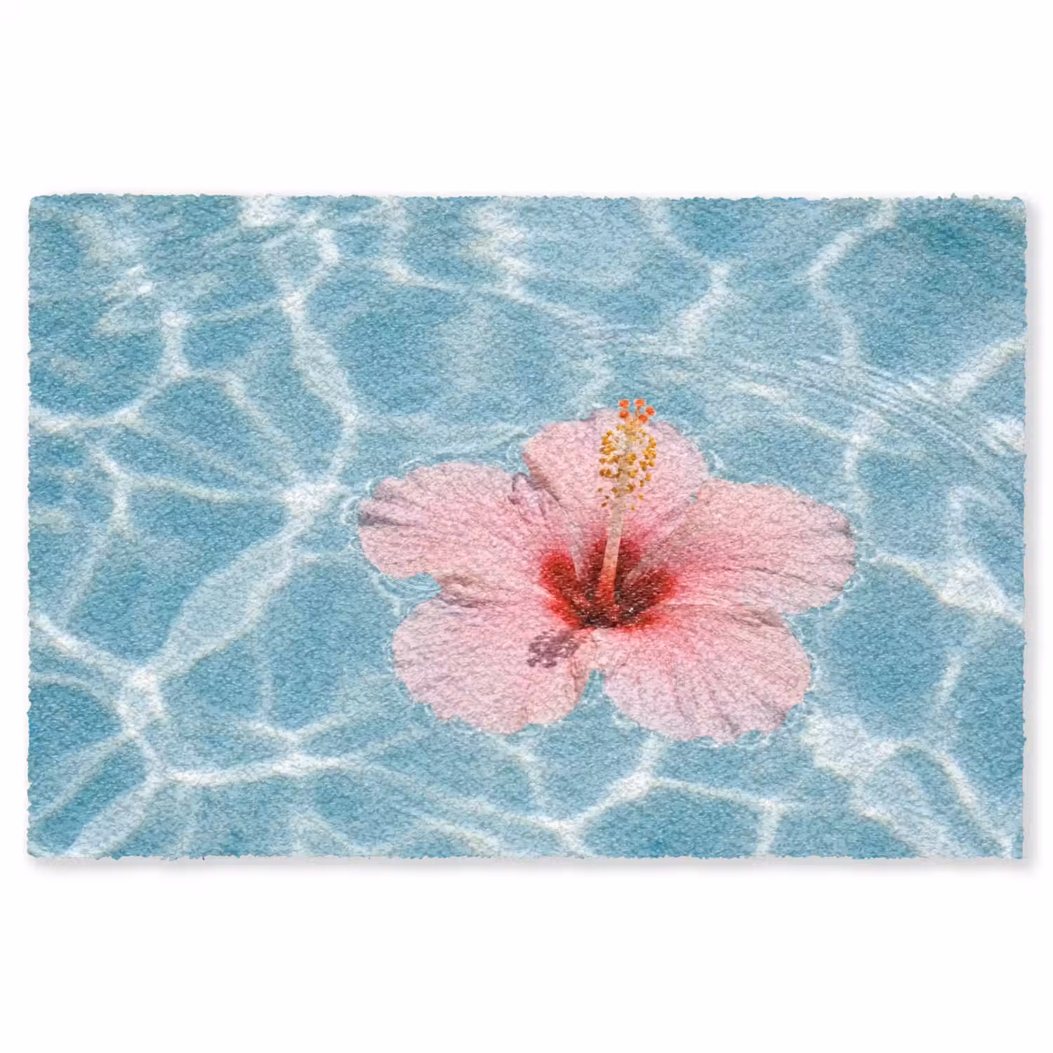 Hibiscus - Water - Roze Vloerkleed Rechthoek klein -3d