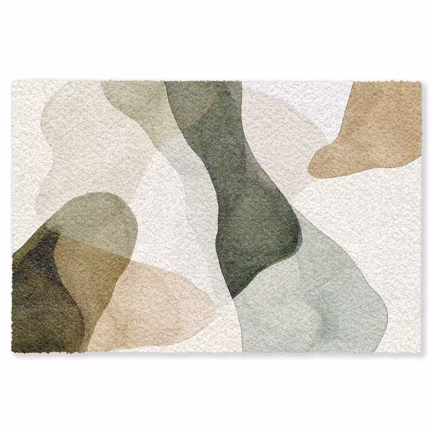 Japandi - Abstract - Groen Vloerkleed Rechthoek klein -3d