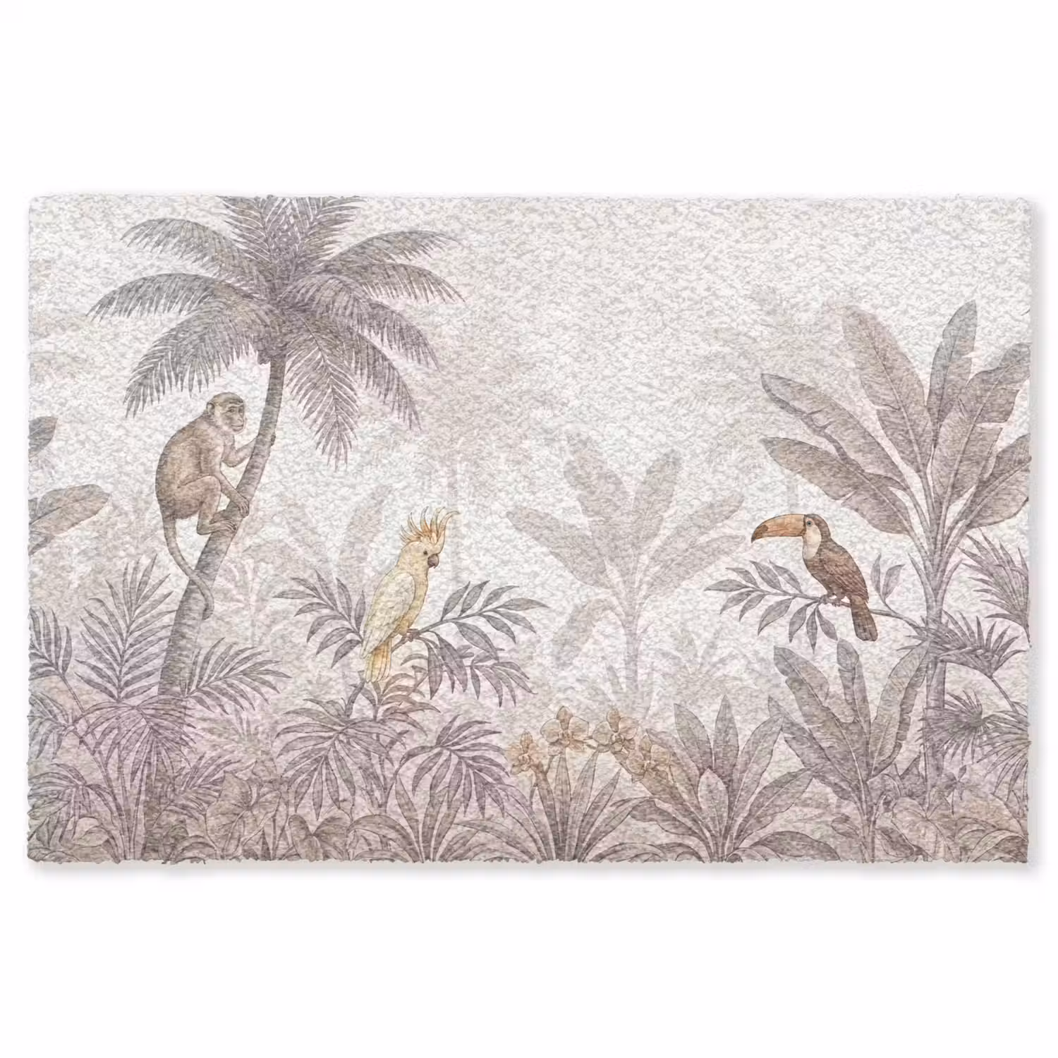 Jungle - Dieren - Palmbomen Vloerkleed Rechthoek klein -3d
