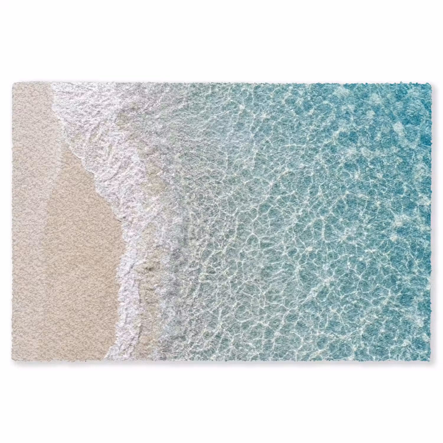Kust - Zand - Blauw Vloerkleed Rechthoek klein -3d