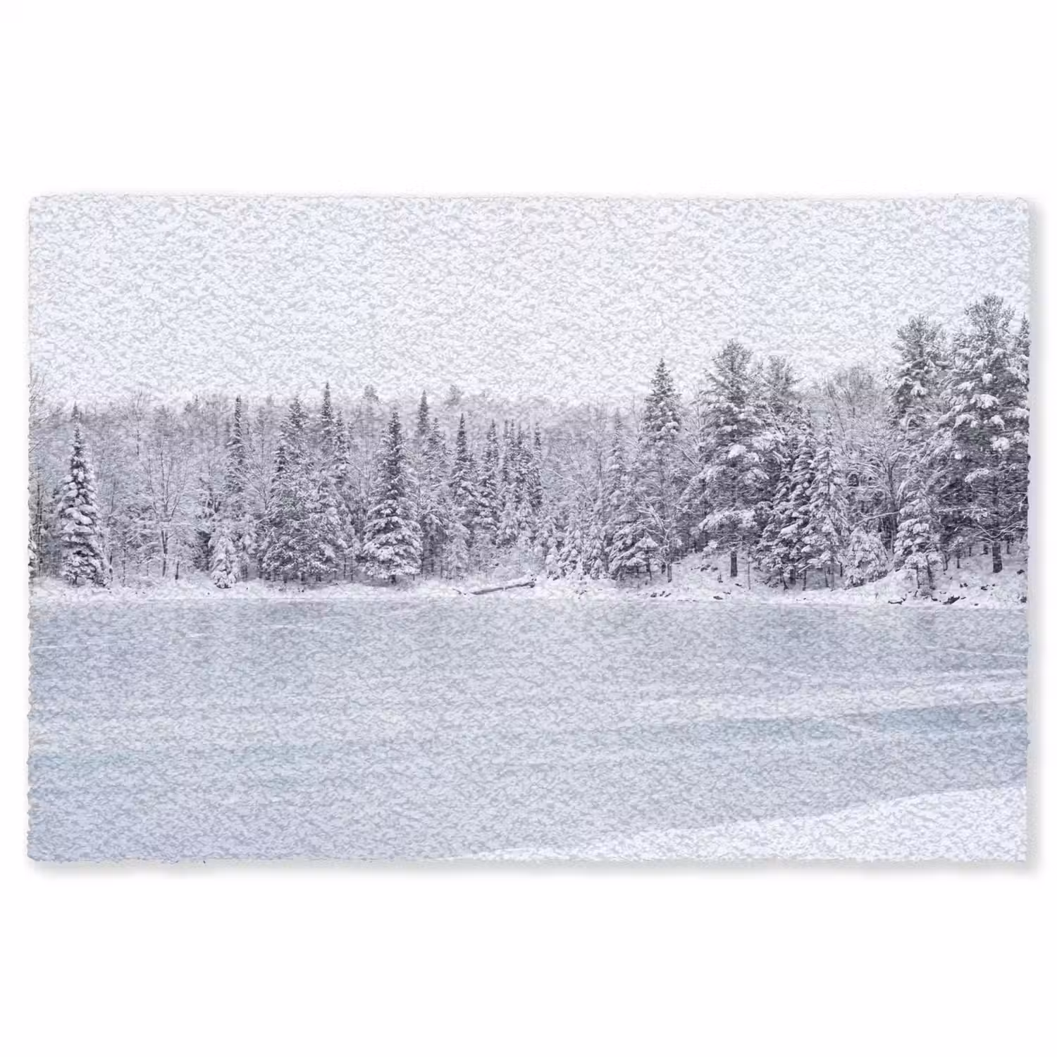 Meer - Dennen - IJs - Winter - Rustgevend Vloerkleed Rechthoek klein -3d