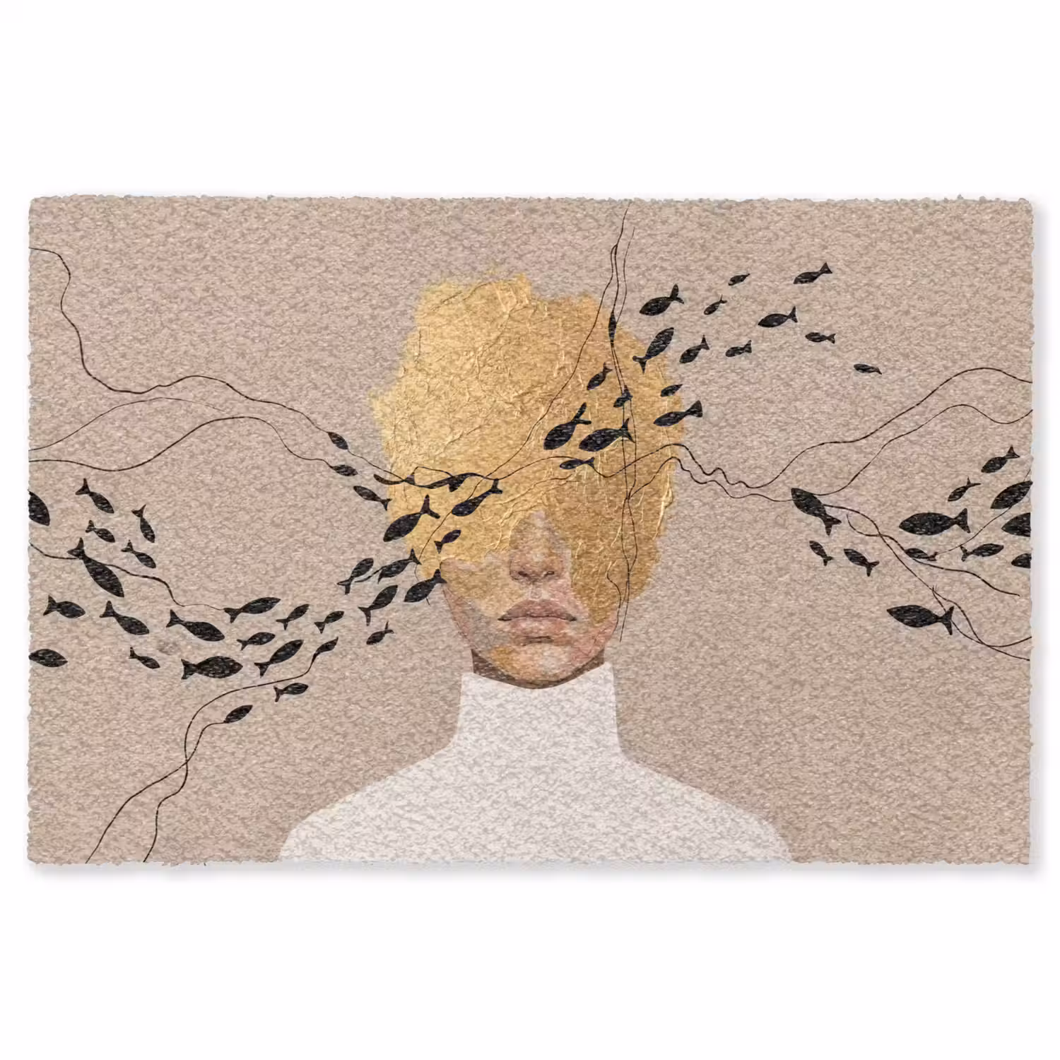 Modern - Vrouw - Goud Vloerkleed Rechthoek klein -3d