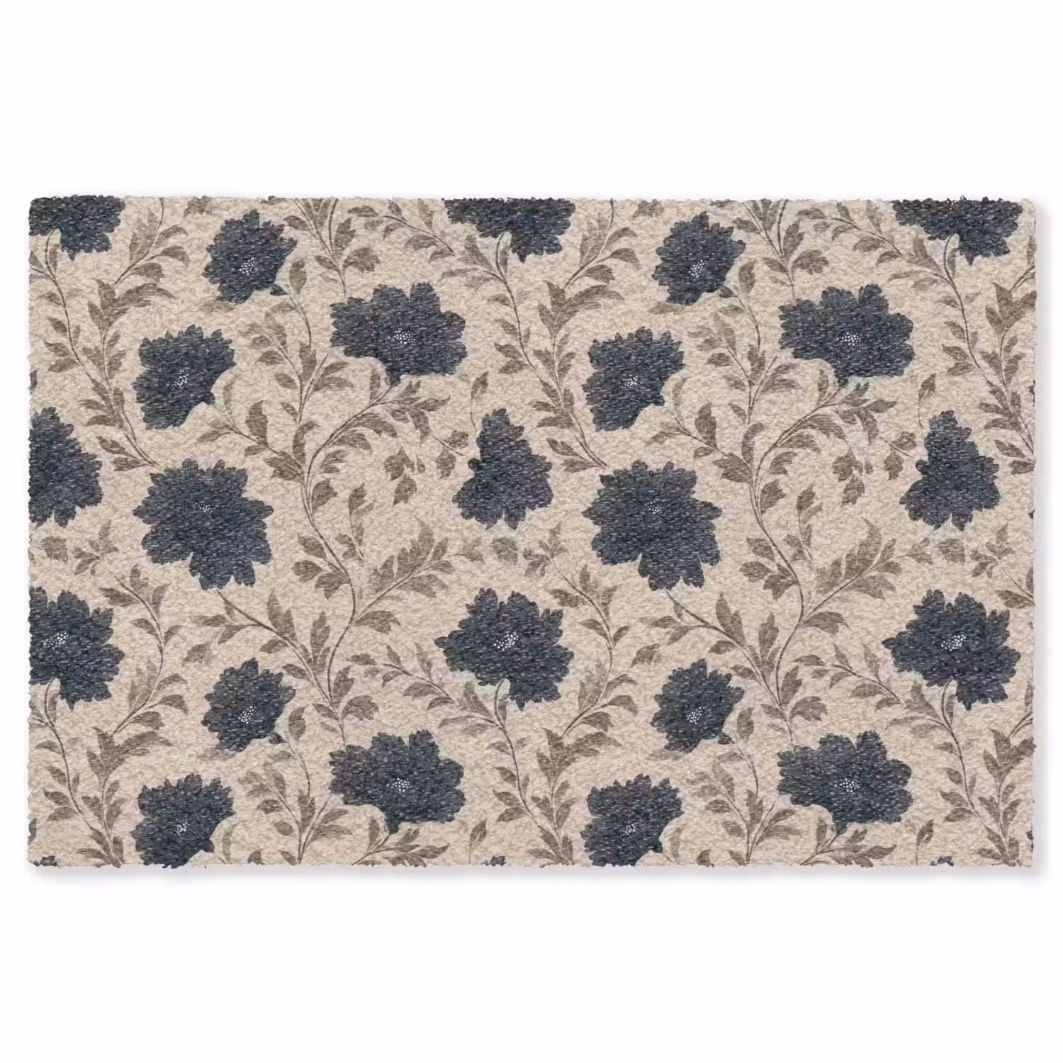 Motief - Bloemen - Zwart - Beige Vloerkleed Rechthoek klein 1091 -3d