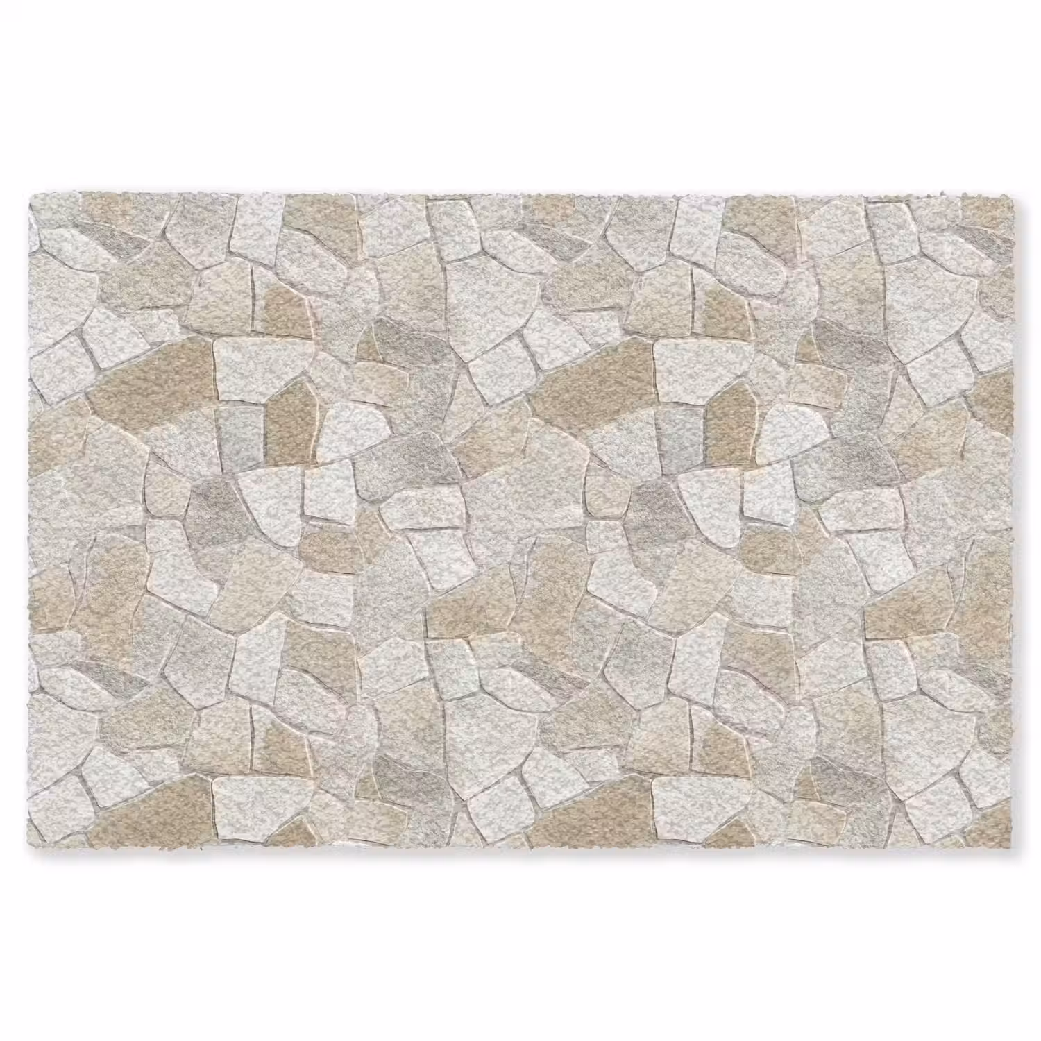 Mozaïek - Stenen - Beige Vloerkleed Rechthoek klein 1091 -3d