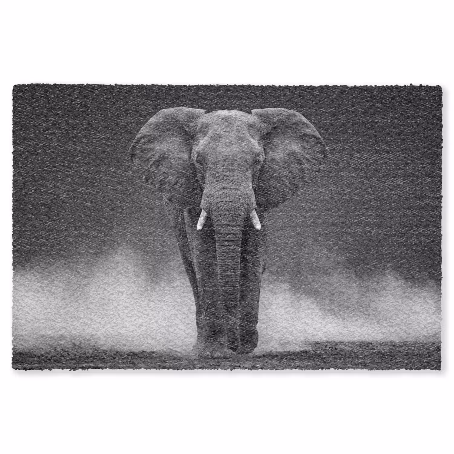 Olifant - Zwart - Wit - Rook Vloerkleed Rechthoek klein -3d
