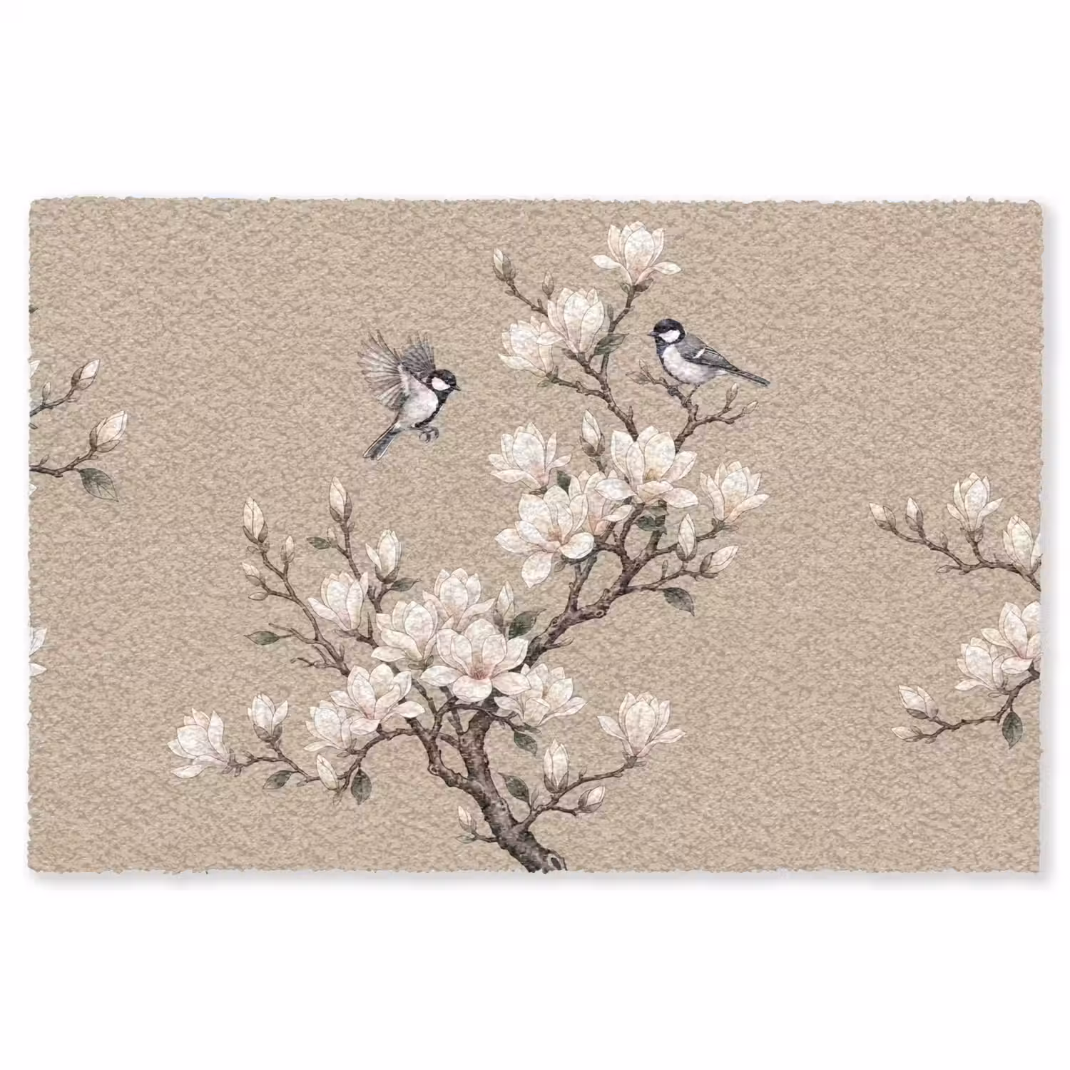Oosters - Vogels - Beige Vloerkleed Rechthoek klein -3d