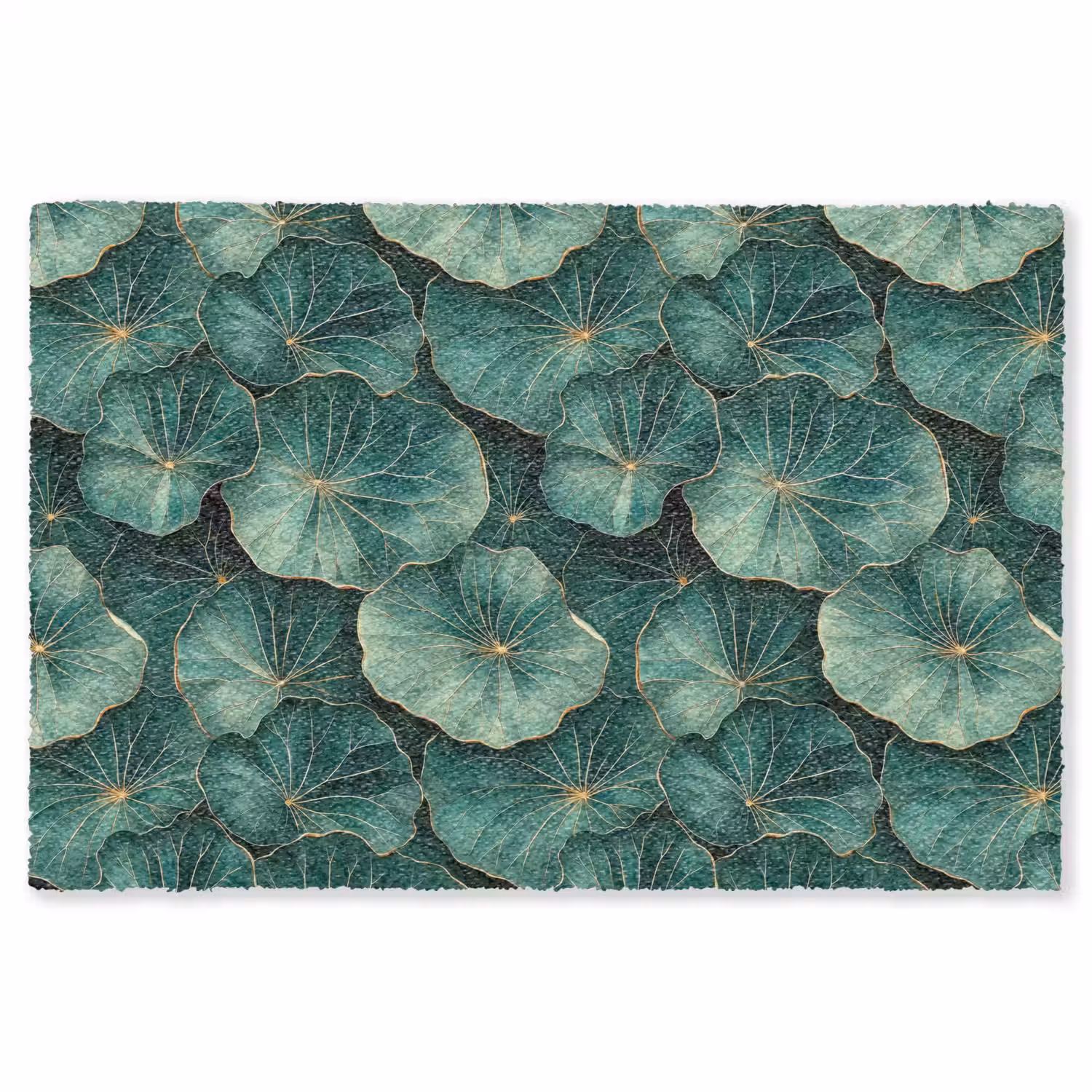 Patroon - Bladeren - Groen Vloerkleed Rechthoek klein 1091 -3d