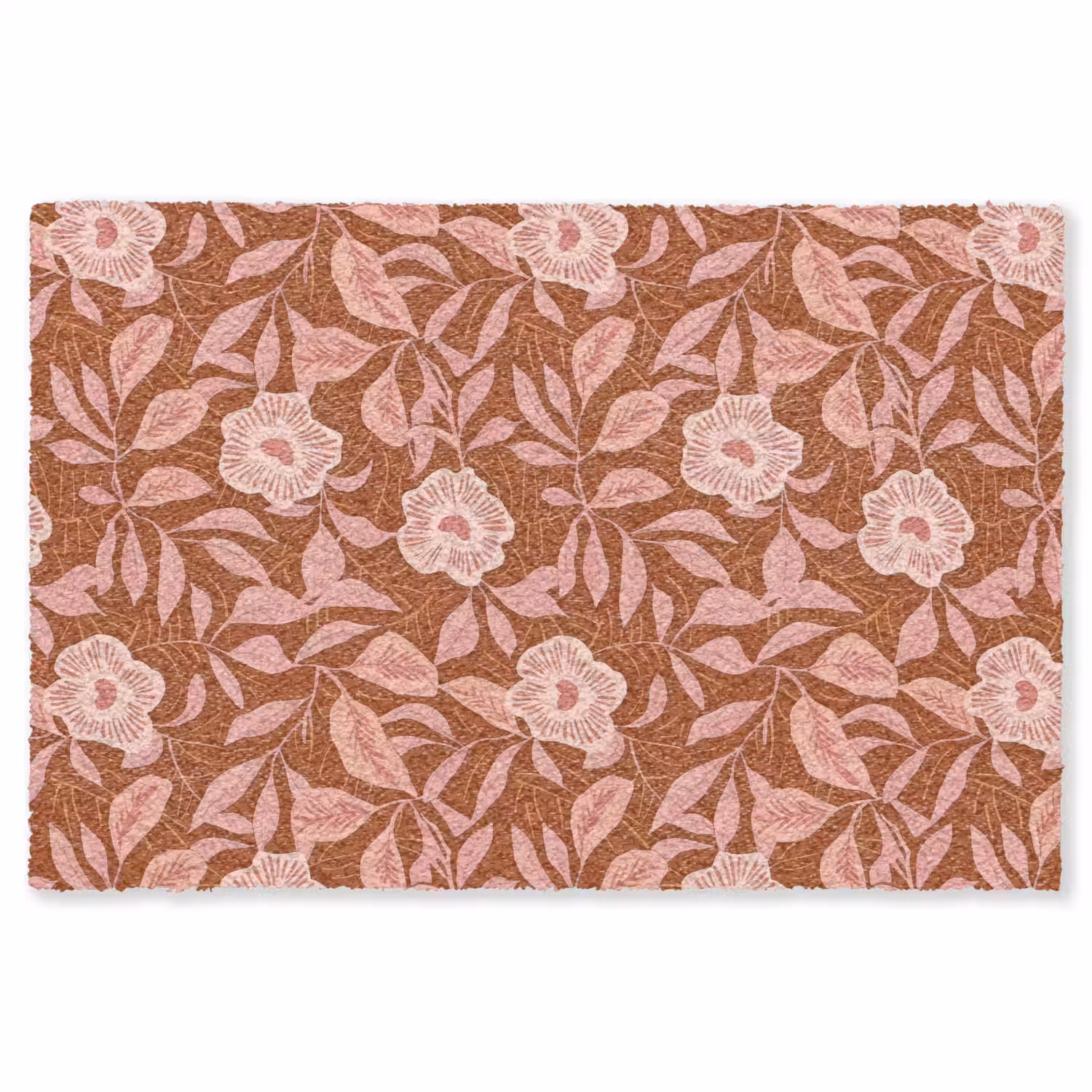 Patroon - Bladeren - Terracotta Vloerkleed Rechthoek klein 1091 -3d