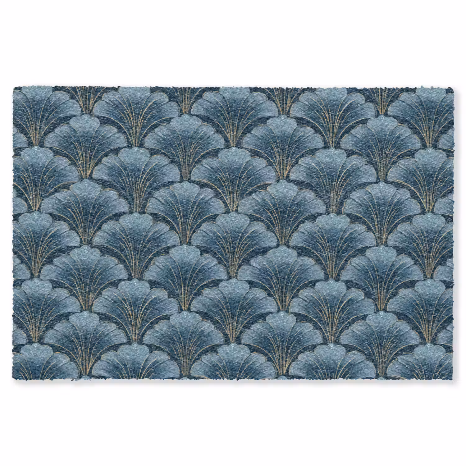 Patroon - Ginkgoblad - Blauw Vloerkleed Rechthoek klein 1091 -3d