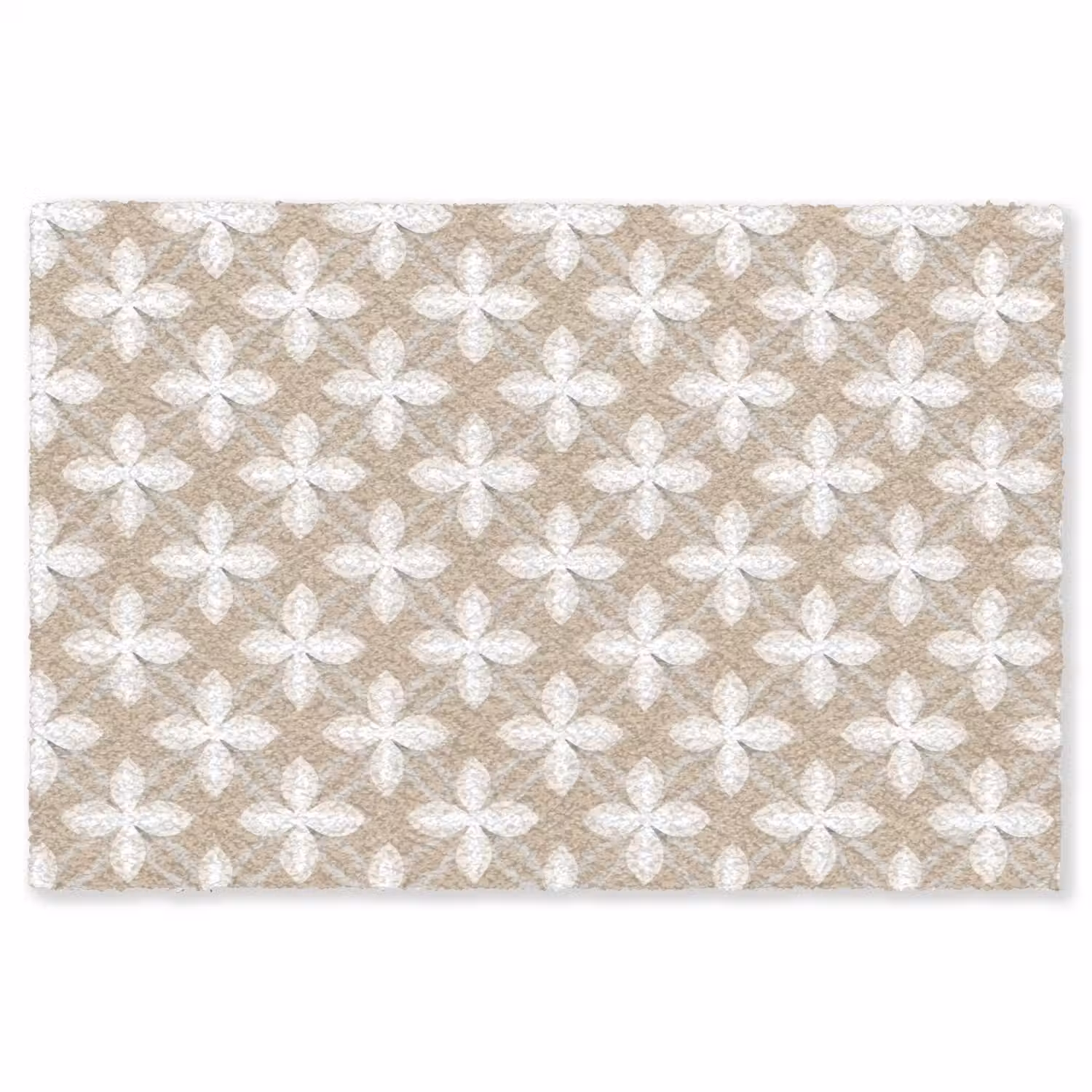 Patroon - Symmetrisch - Beige Vloerkleed Rechthoek klein 1091 -3d
